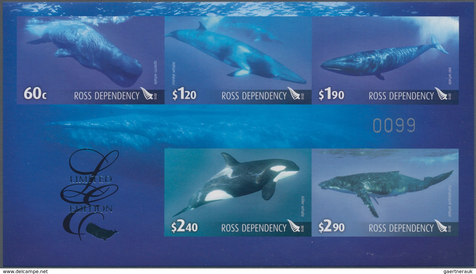 Ross-Gebiet: 2010 'Whales': Special "Limited Edition" Folder (No.99 Of 2000) Containing An Imperfora - Andere & Zonder Classificatie