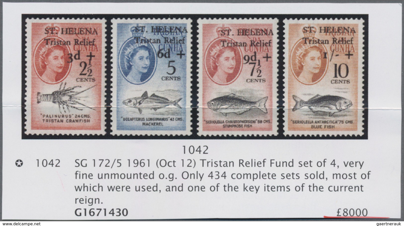 St. Helena: 1961, Tristan Relief Fund, Complete Set Of Four Values, Fresh Colours And Well Perforate - Sint-Helena