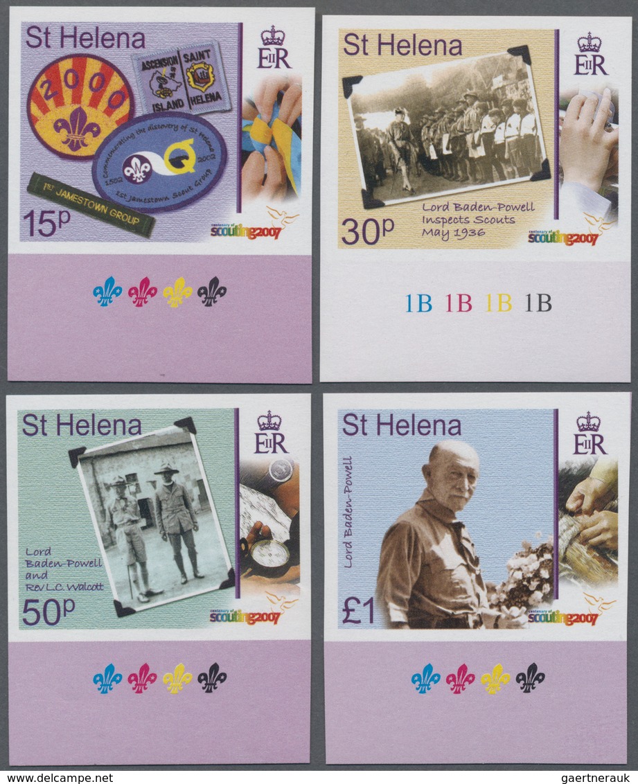St. Helena: 2007, Centenary Of Scouting Complete IMPERFORATE Set Of Four From Lower Margins, Mint Ne - St. Helena