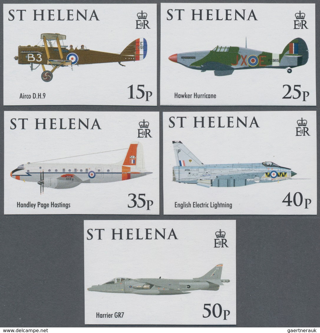 St. Helena: 2008, Royal Air Force (RAF) Complete IMPERFORATE Set Of Five And The Imperf. Miniature S - St. Helena