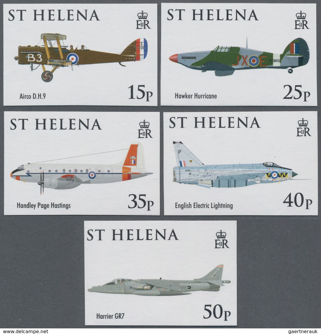 St. Helena: 2008, Royal Air Force (RAF) Complete IMPERFORATE Set Of Five And The Imperf. Miniature S - Saint Helena Island