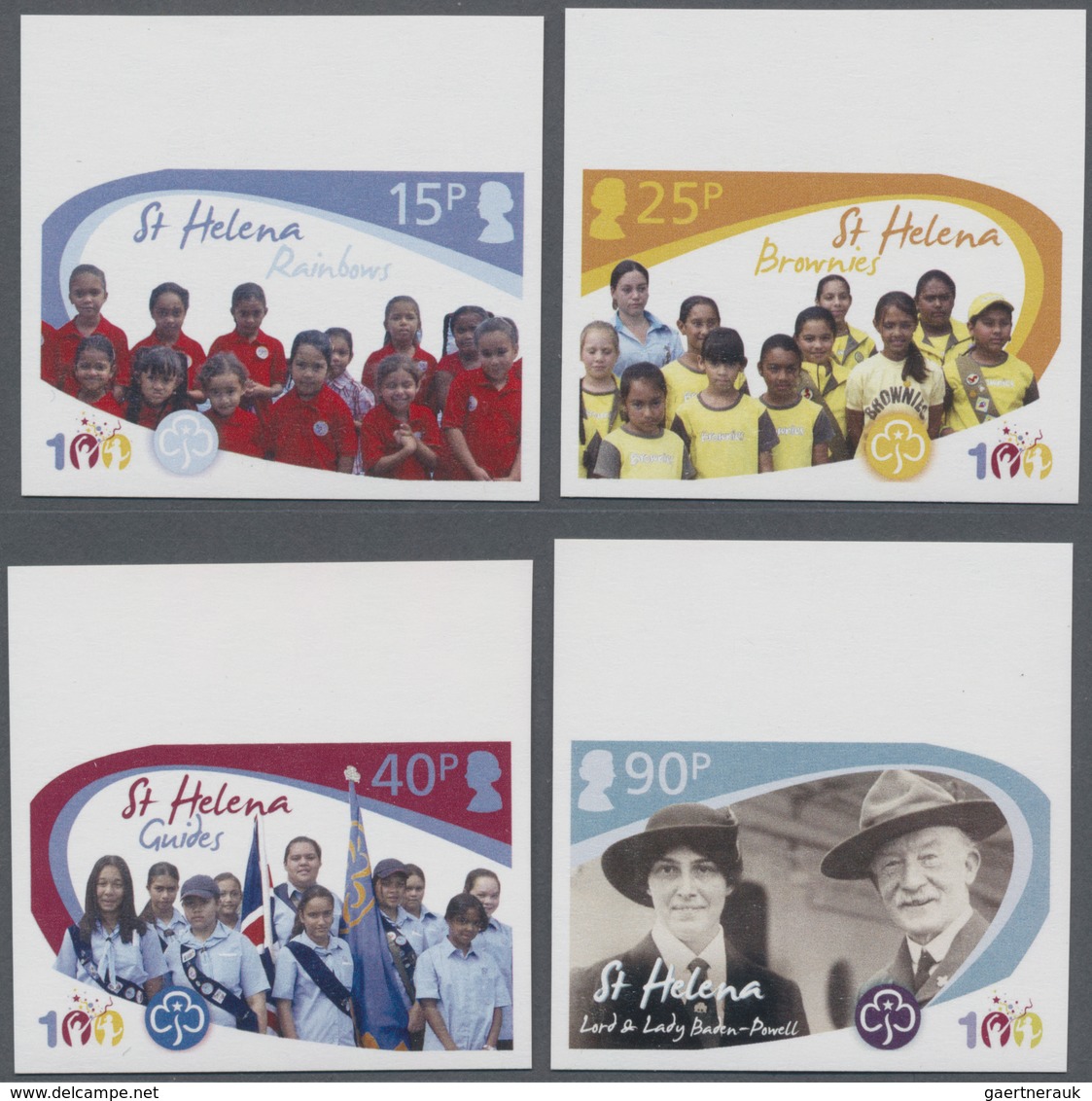St. Helena: 2010, 100 Years Girl Guides Complete IMPERFORATE Set Of Four From Upper Margins With Dif - Sint-Helena