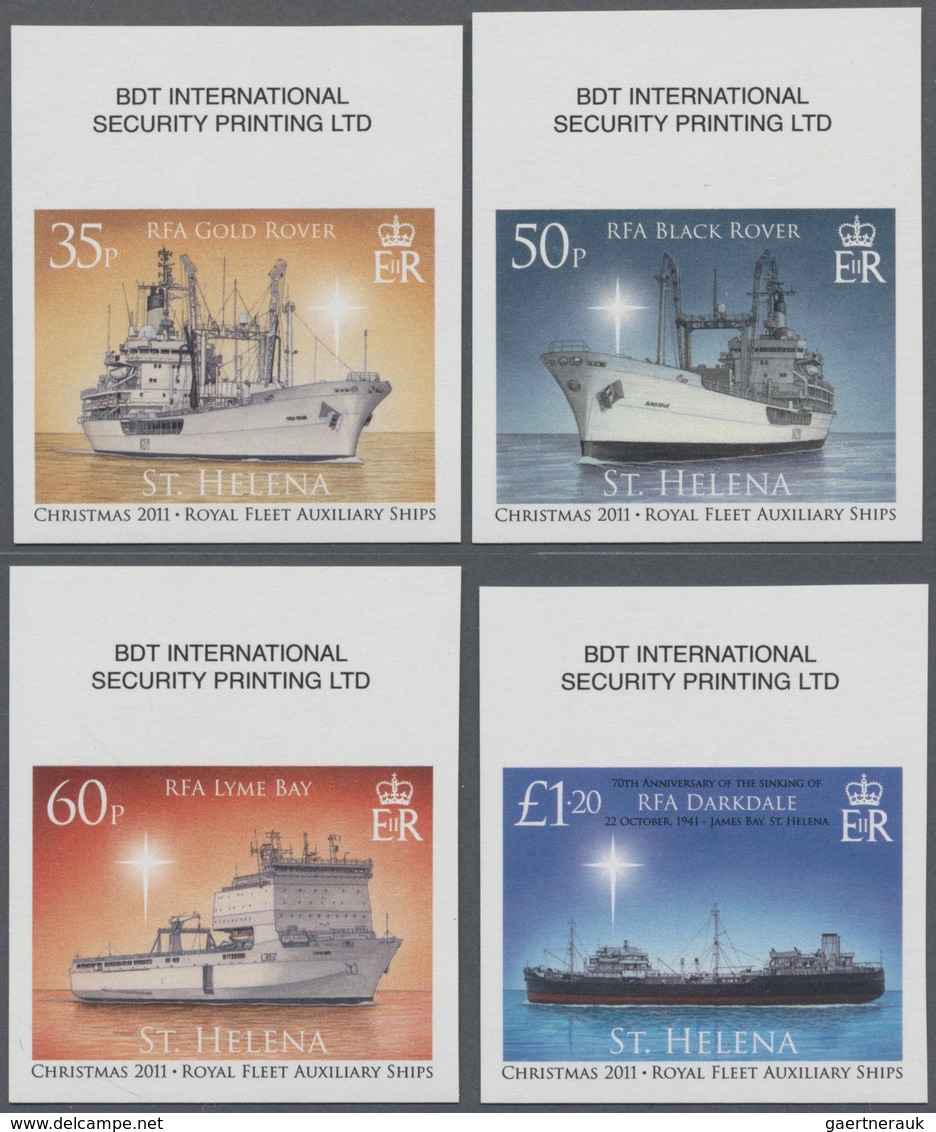 St. Helena: 2011, Christmas 'Auxiliary Ships Of The Royal Fleet' Complete IMPERFORATE Set Of Four Fr - Sint-Helena
