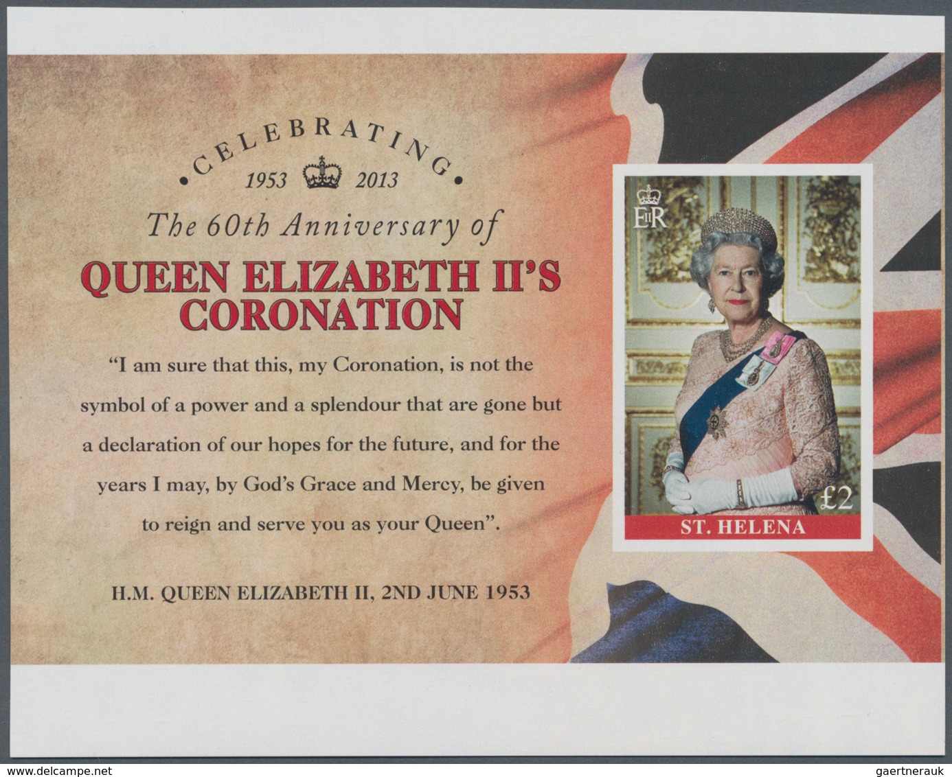St. Helena: 2013, 60th Anniversary Of QEII's Coronation Complete IMPERFORATE Set Of Five From Lower - Sint-Helena