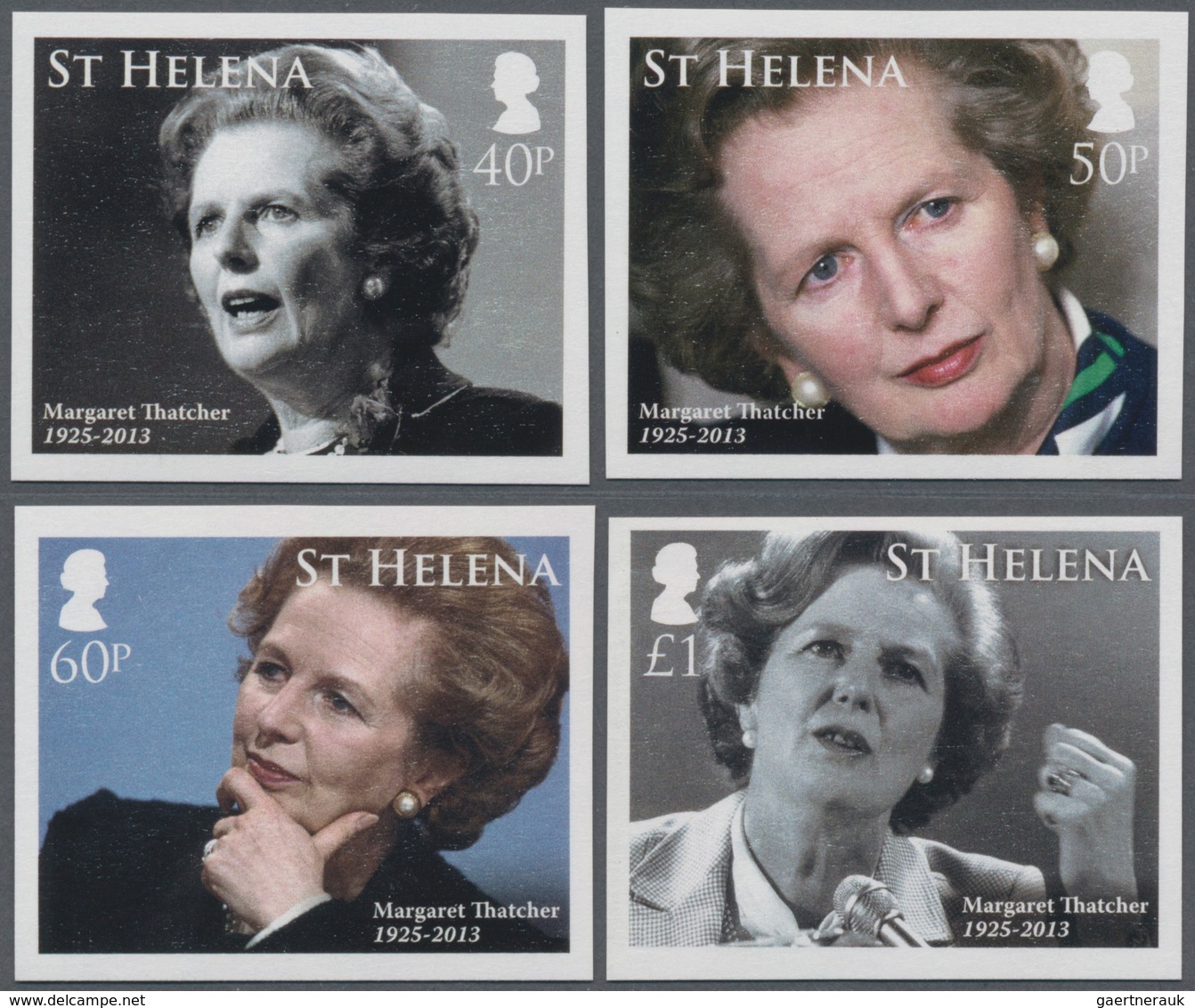 St. Helena: 2013, Death Of Margaret Thatcher Complete IMPERFORATE Set Of Four And The Imperf. Miniat - Sint-Helena