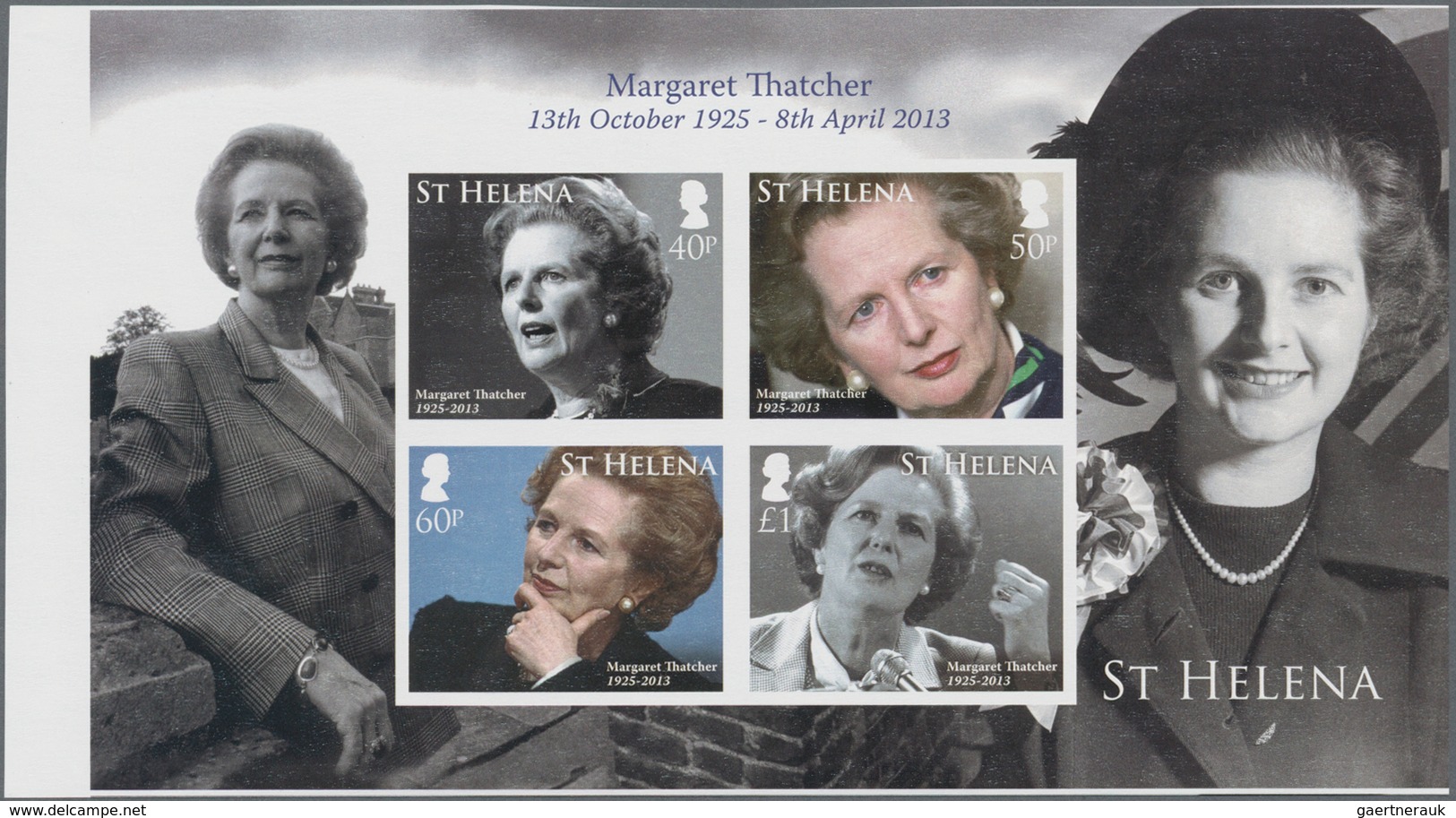 St. Helena: 2013, Death Of Margaret Thatcher Complete IMPERFORATE Set Of Four And The Imperf. Miniat - St. Helena