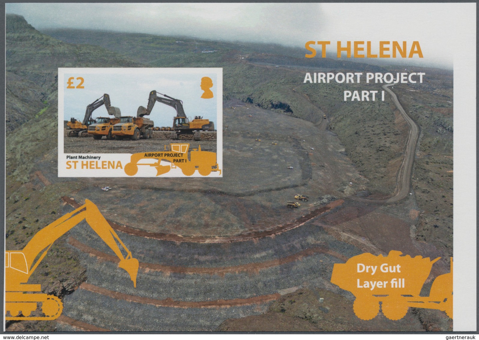 St. Helena: 2014, Airport Construction Complete IMPERFORATE Set Of Four From Upper Margins And The I - St. Helena