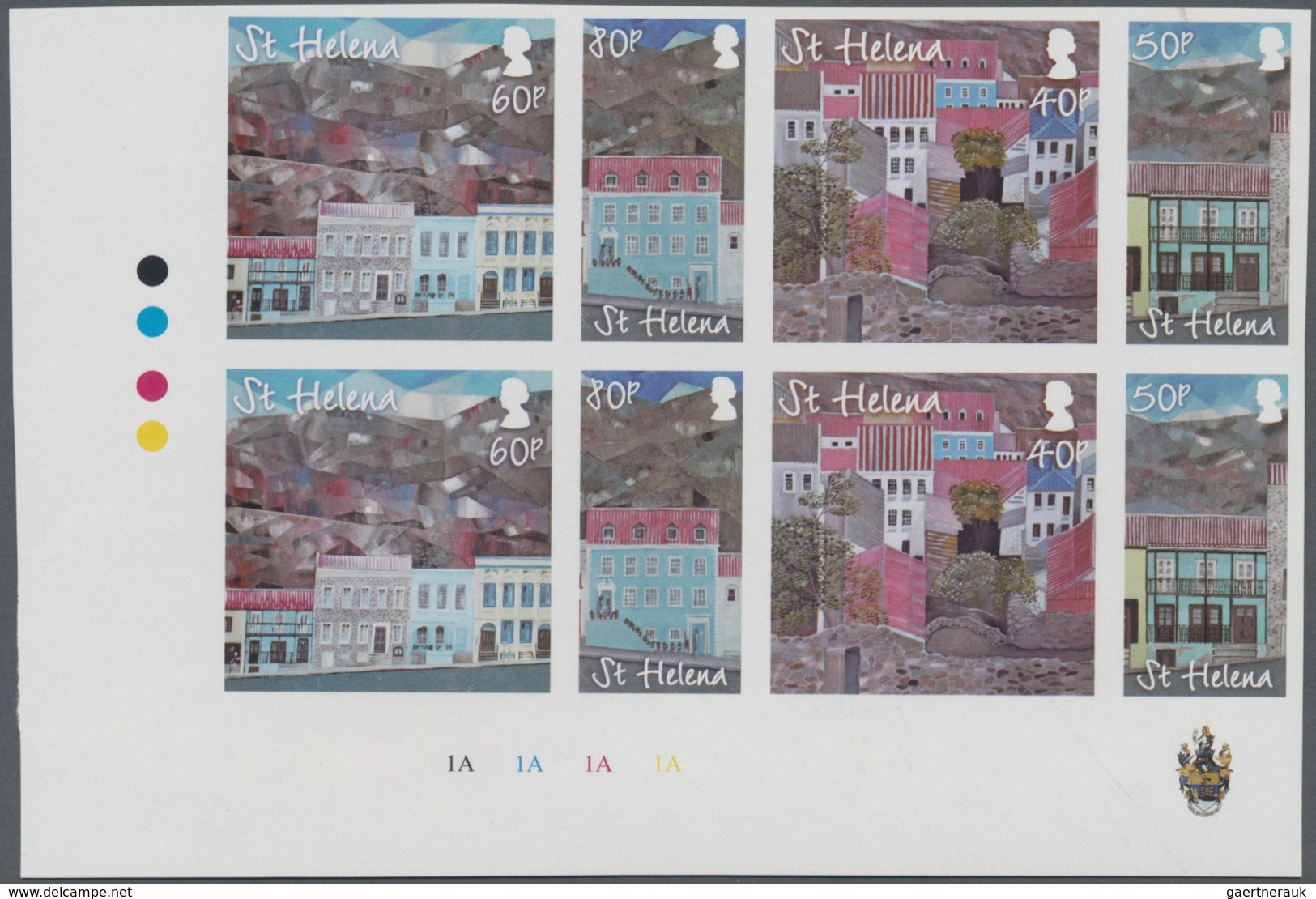 St. Helena: 2015, Jamestown Drawings From Housed In The Main Street Complete Set Of Four In Horizont - Sint-Helena