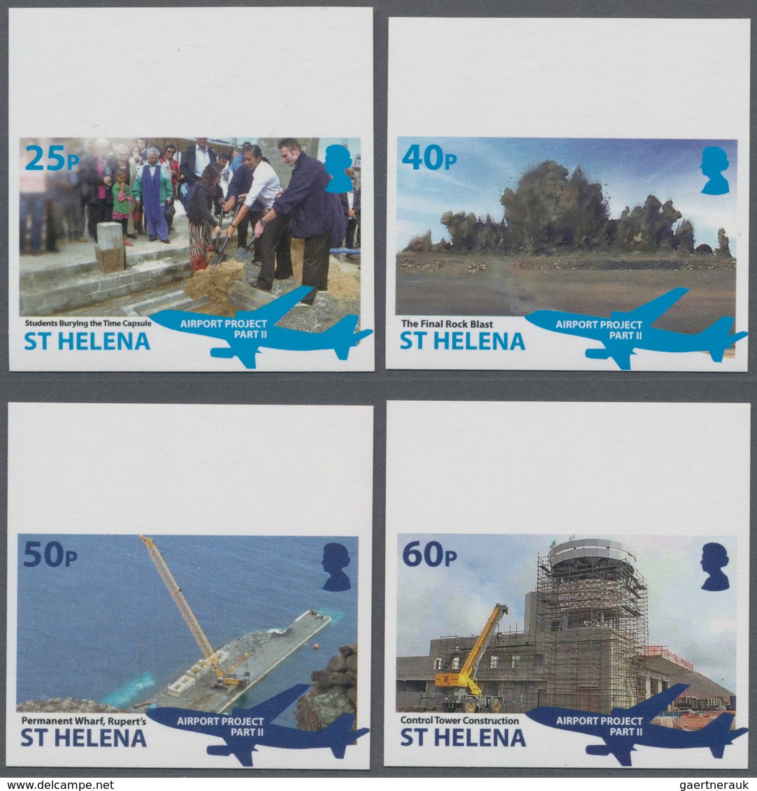 St. Helena: 2016, Airport Construction Complete IMPERFORATE Set Of Four From Upper Margins And The I - Saint Helena Island