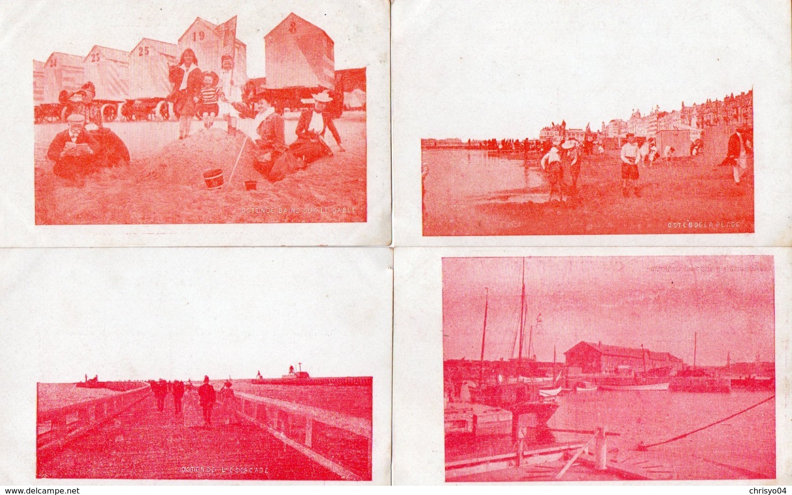 99Av   Belgique Ostende Lot De 4 Cpa (rare Serie Rouge) - Oostende