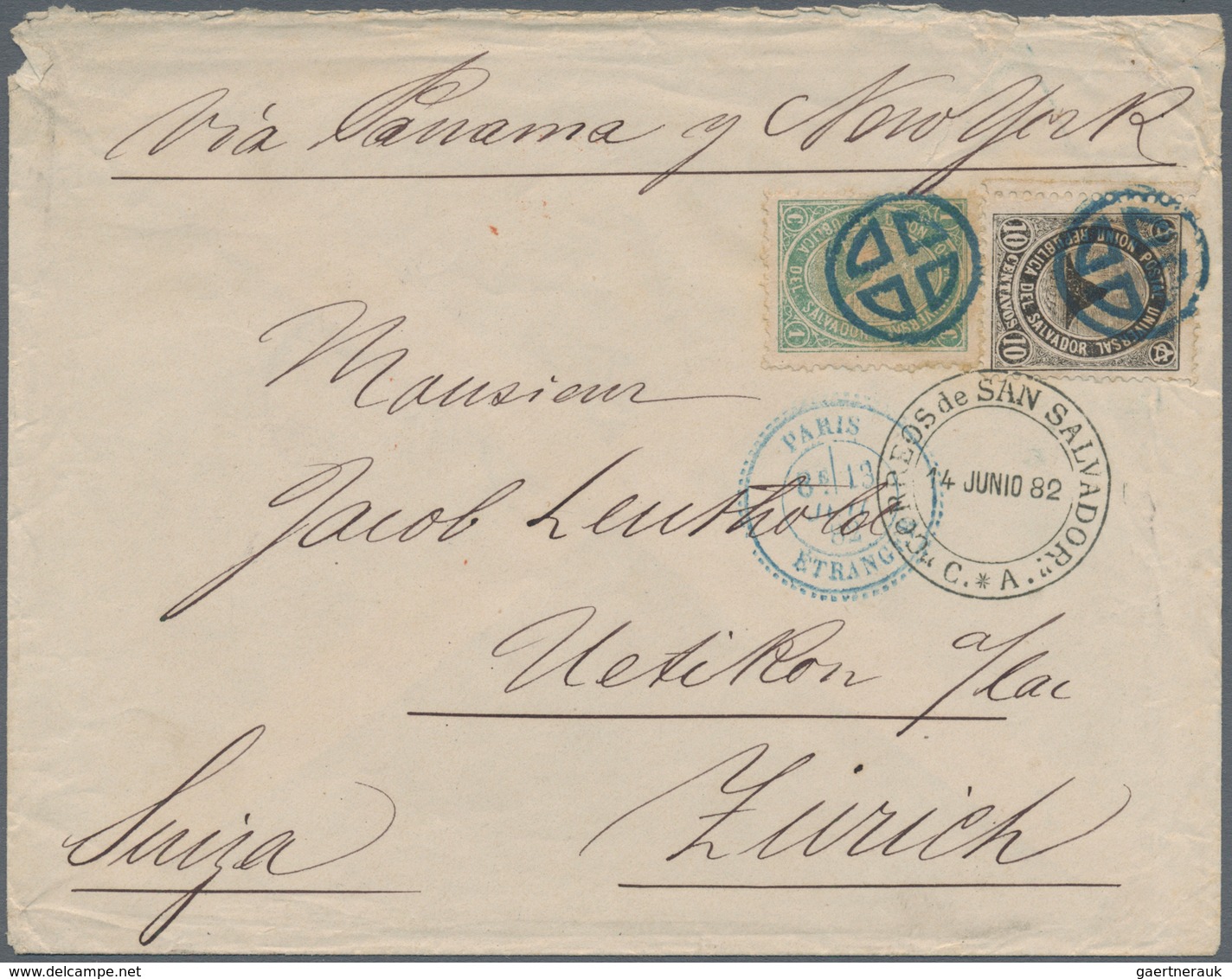 El Salvador: 1881/1882. Lot Of 3 Letters, Each With 1c And 10c Emblem Combination Franking And Cance - El Salvador