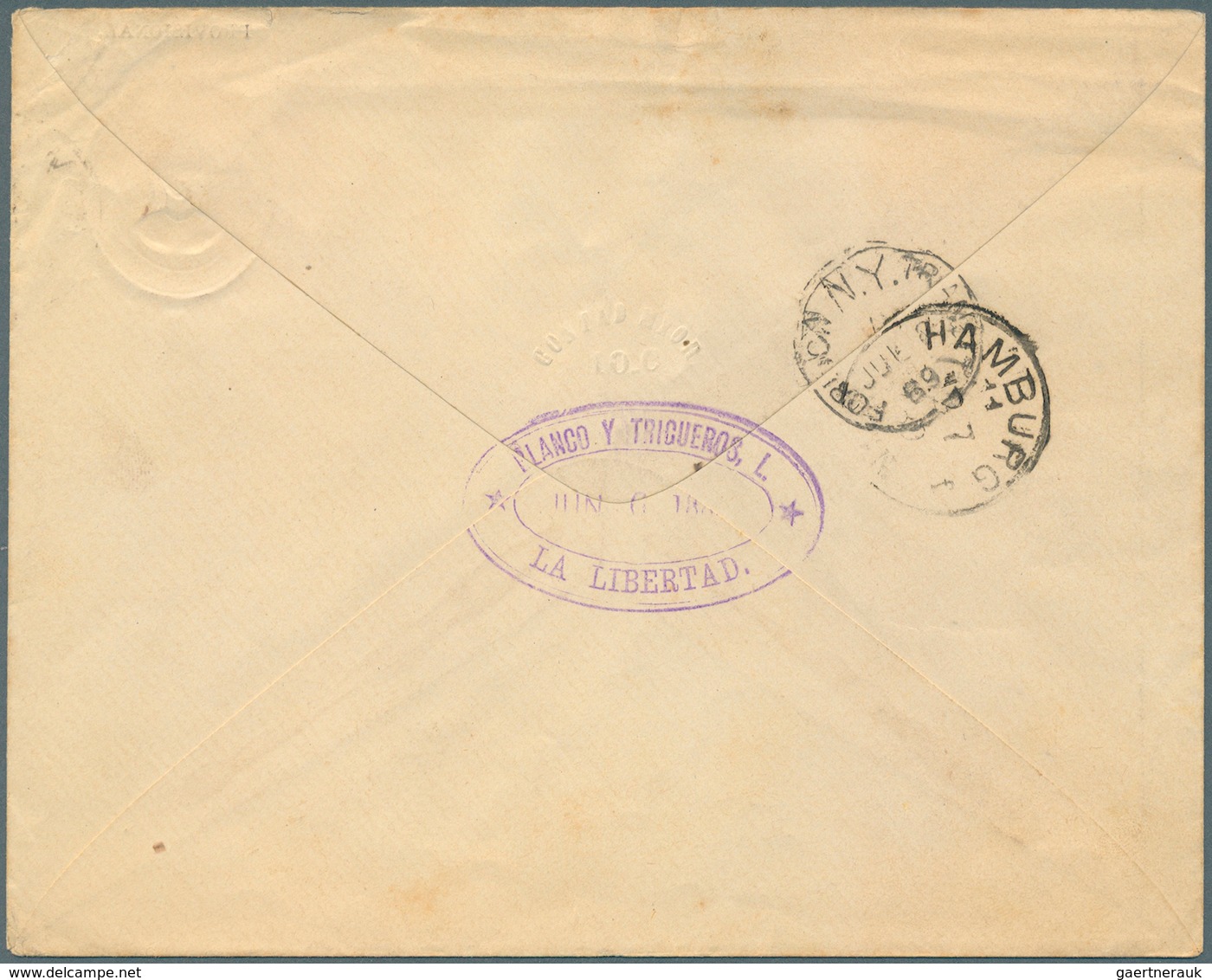 El Salvador - Ganzsachen: 1889, Stationery Envelope 10 C Rose "PROVISIONAL" Sent From "LA LIBERTAD 6 - El Salvador