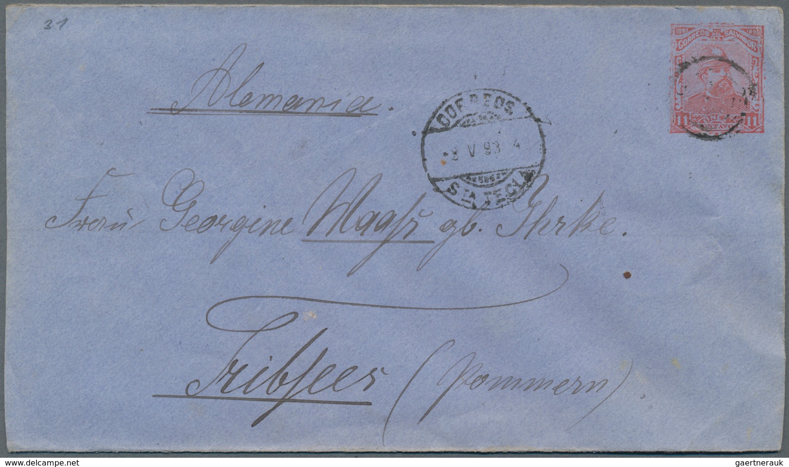 El Salvador - Ganzsachen: 1890, Two Stationery Envelopes: General Carlos Ezeta 10 C Orange On Bluish - El Salvador