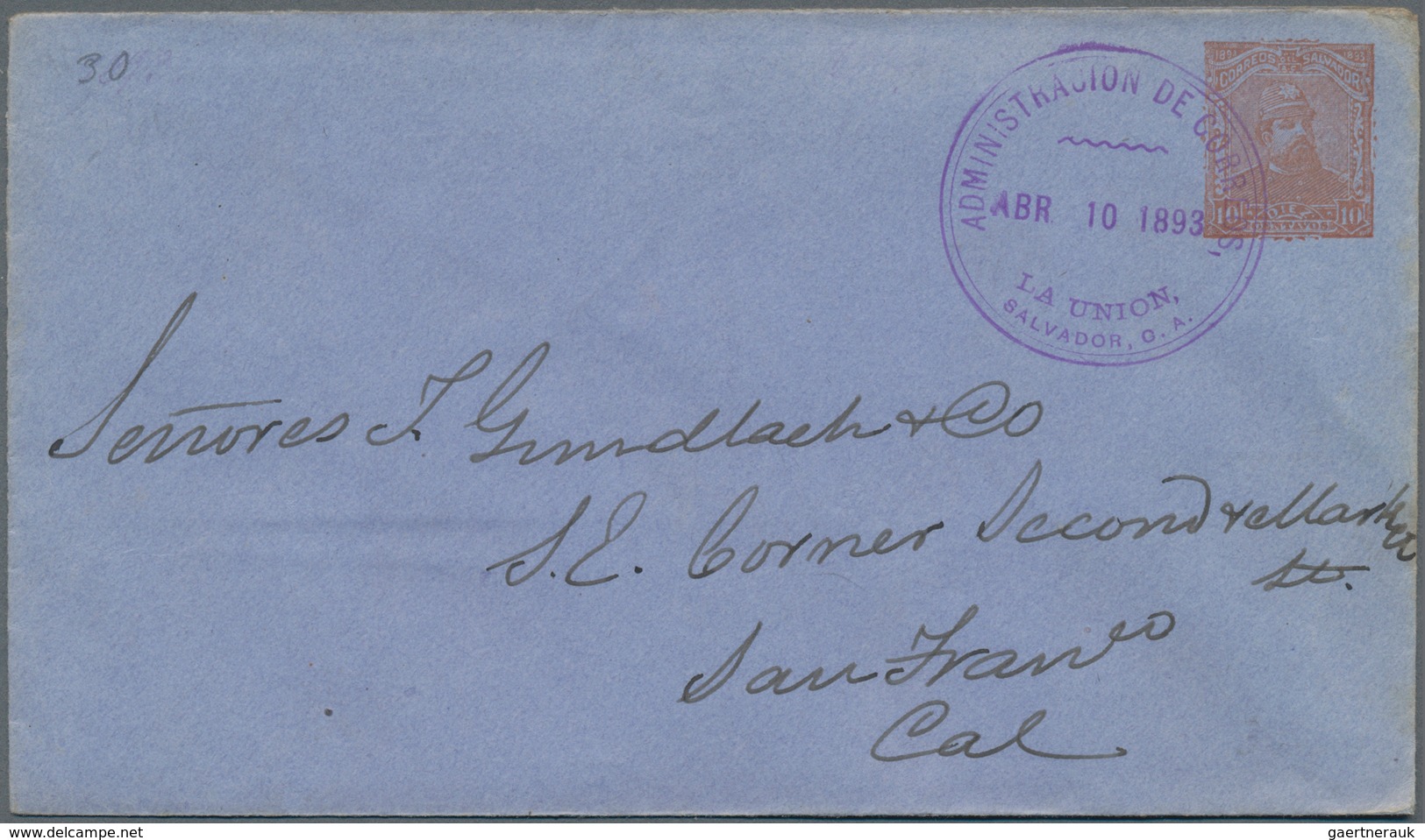 El Salvador - Ganzsachen: 1890, Two Stationery Envelopes: General Carlos Ezeta 10 C Orange On Bluish - El Salvador