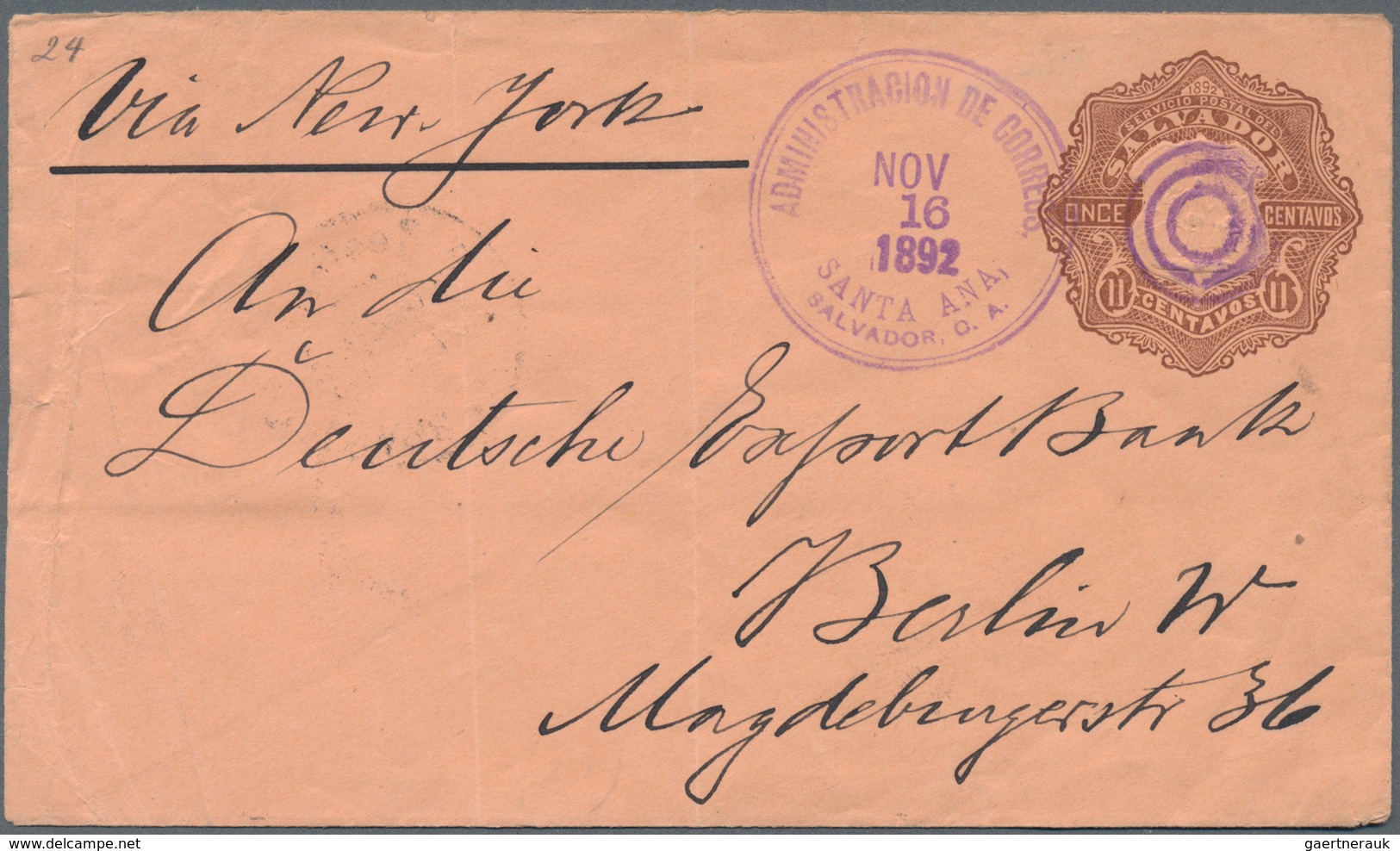 El Salvador - Ganzsachen: 1892, Two Stationery Envelopes: 10 C Brown On Salmon And 11 C Red On Light - El Salvador