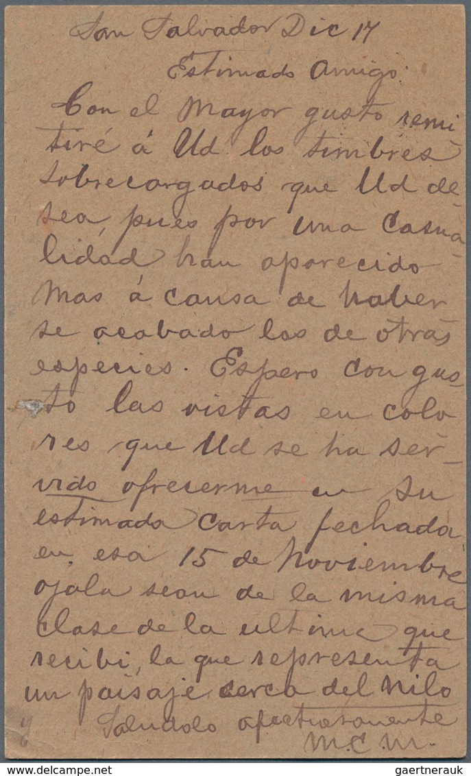 El Salvador - Ganzsachen: 1896, Two Stationery Cards: 2 C Uprated 1 C And 1 C Uprated "UN CENTAVO" O - El Salvador