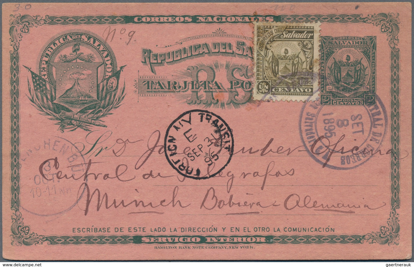 El Salvador - Ganzsachen: 1896, Two Stationery Cards: 2 C Uprated 1 C And 1 C Uprated "UN CENTAVO" O - El Salvador