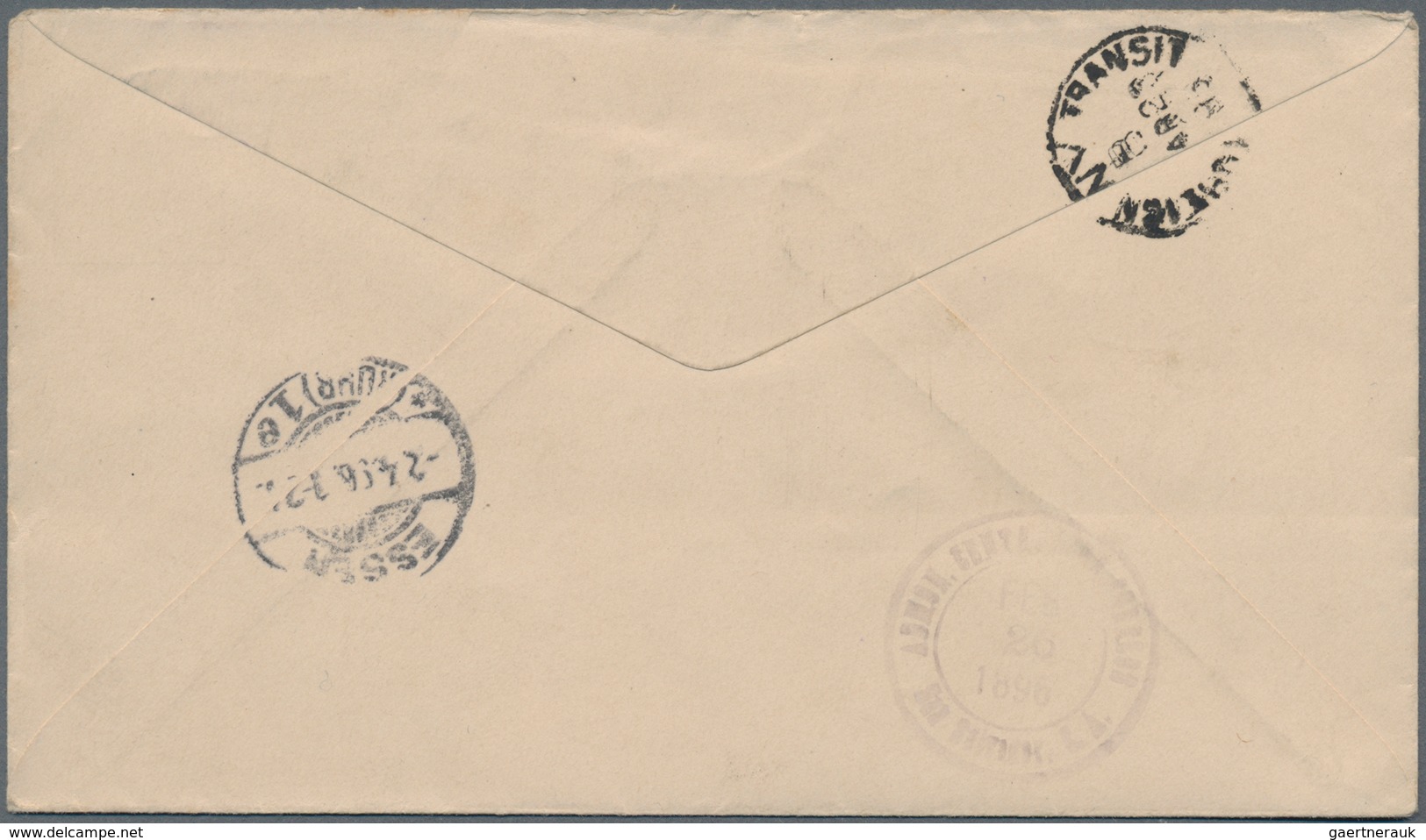 El Salvador - Ganzsachen: 1896, Stationery Envelope Ship 12 C Grey On Cream Uprated 3 G Green Sent F - El Salvador