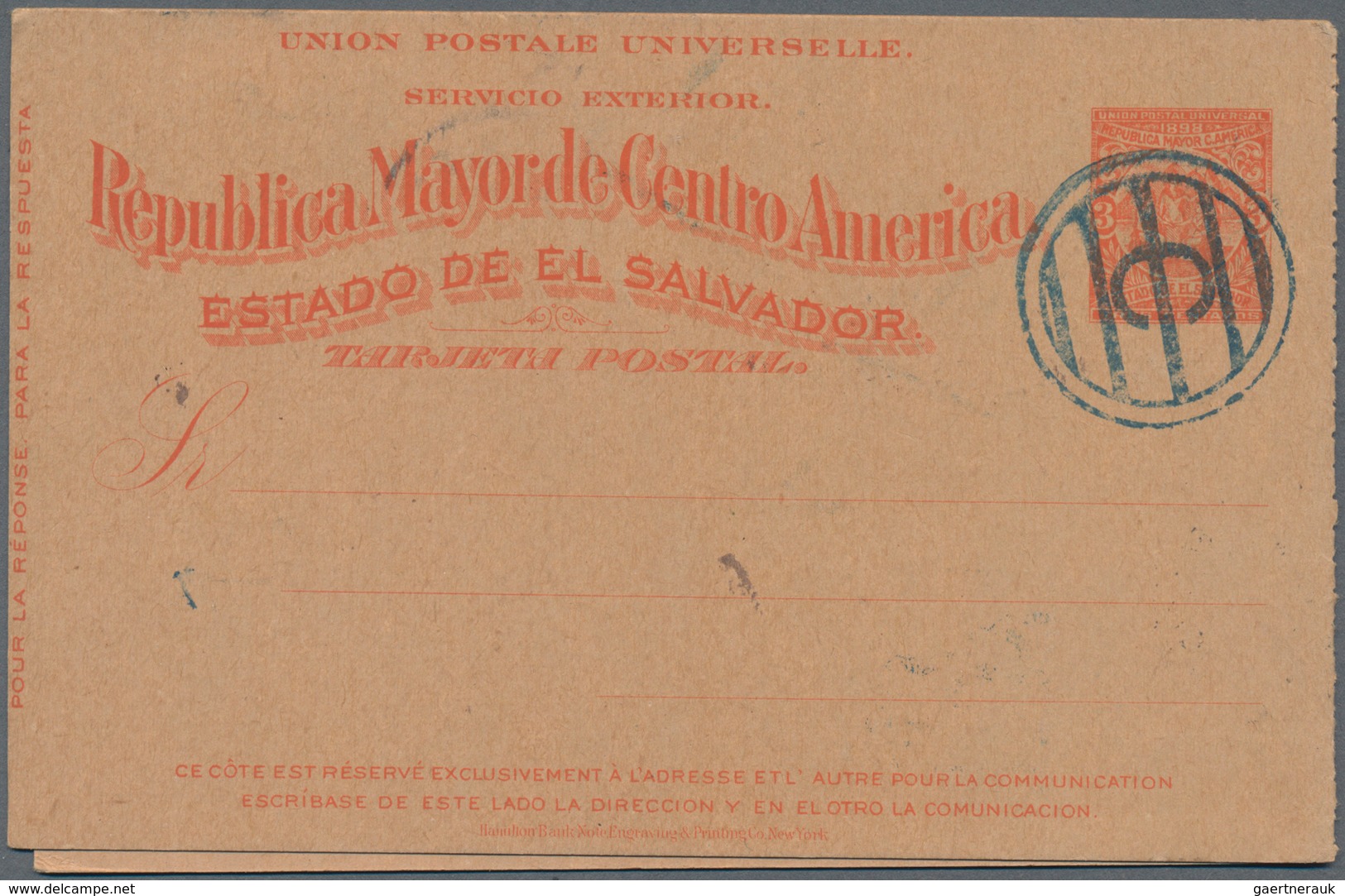 El Salvador - Ganzsachen: 1898, Two Stationery Double-cards 3 C And 2 C Uprated 1 C, Both Sent From - El Salvador