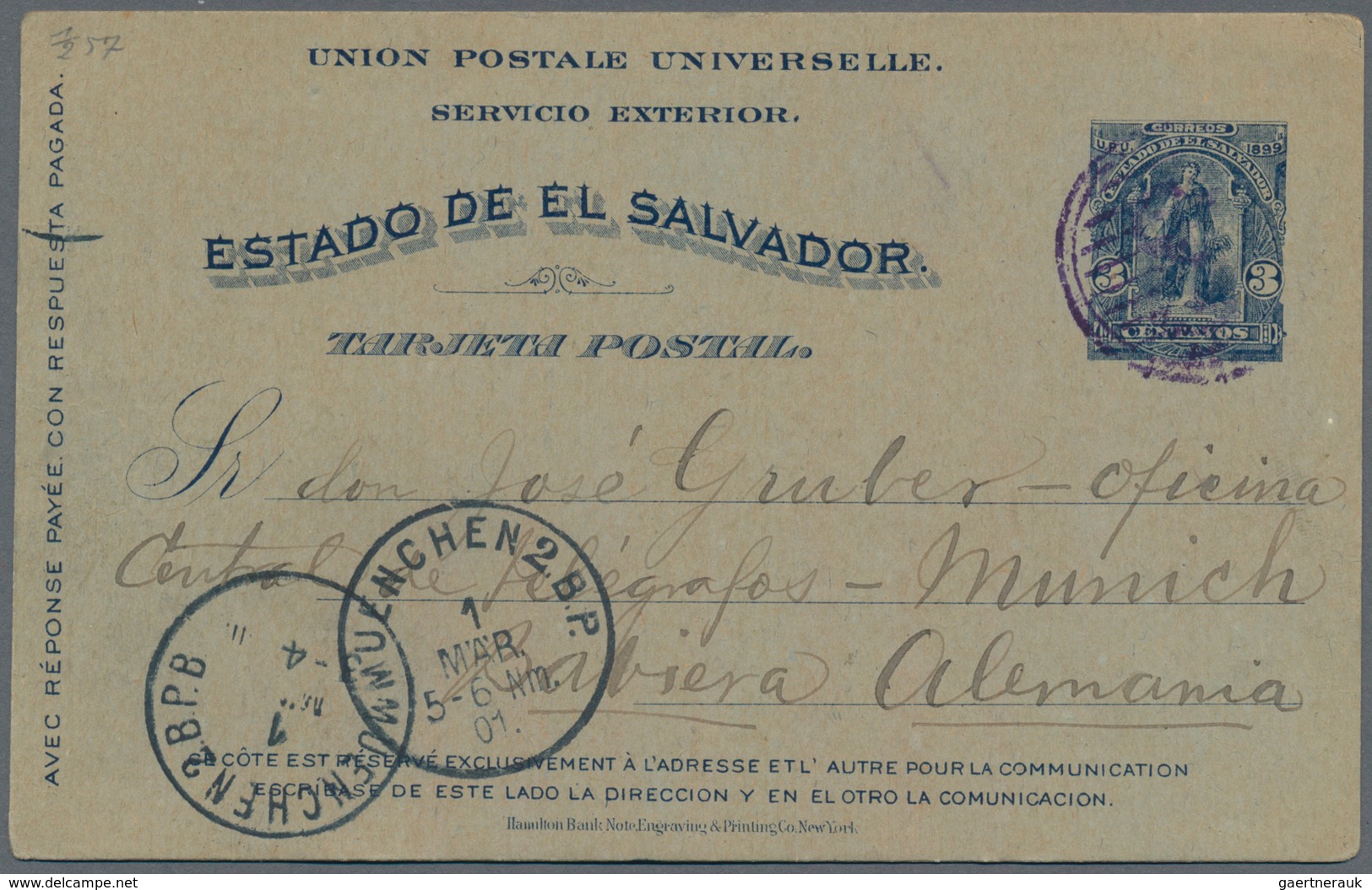 El Salvador - Ganzsachen: 1899, Two Stationery Double-cards: 3 C (only Question Card) And 2 C Uprate - El Salvador