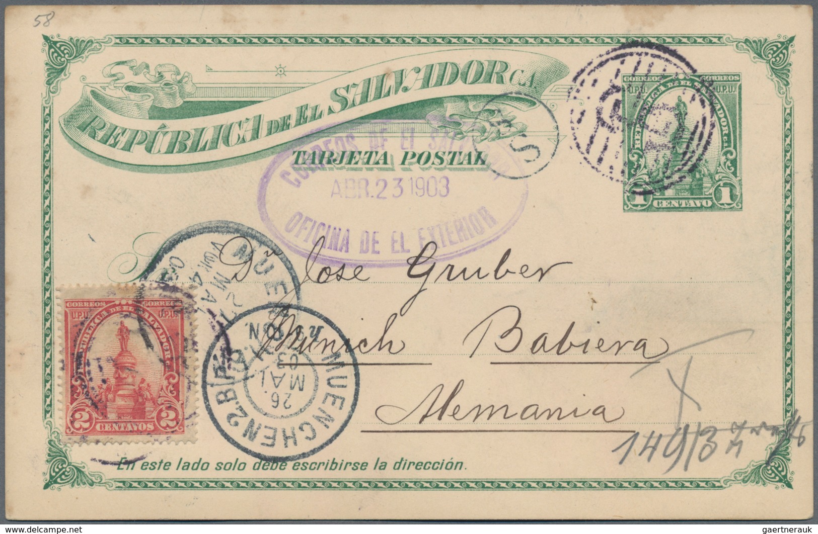 El Salvador - Ganzsachen: 1903, Two Stationery Cards: 2C Uprated "11 1.CENTAVO" On 10 C And 1 C Upra - El Salvador