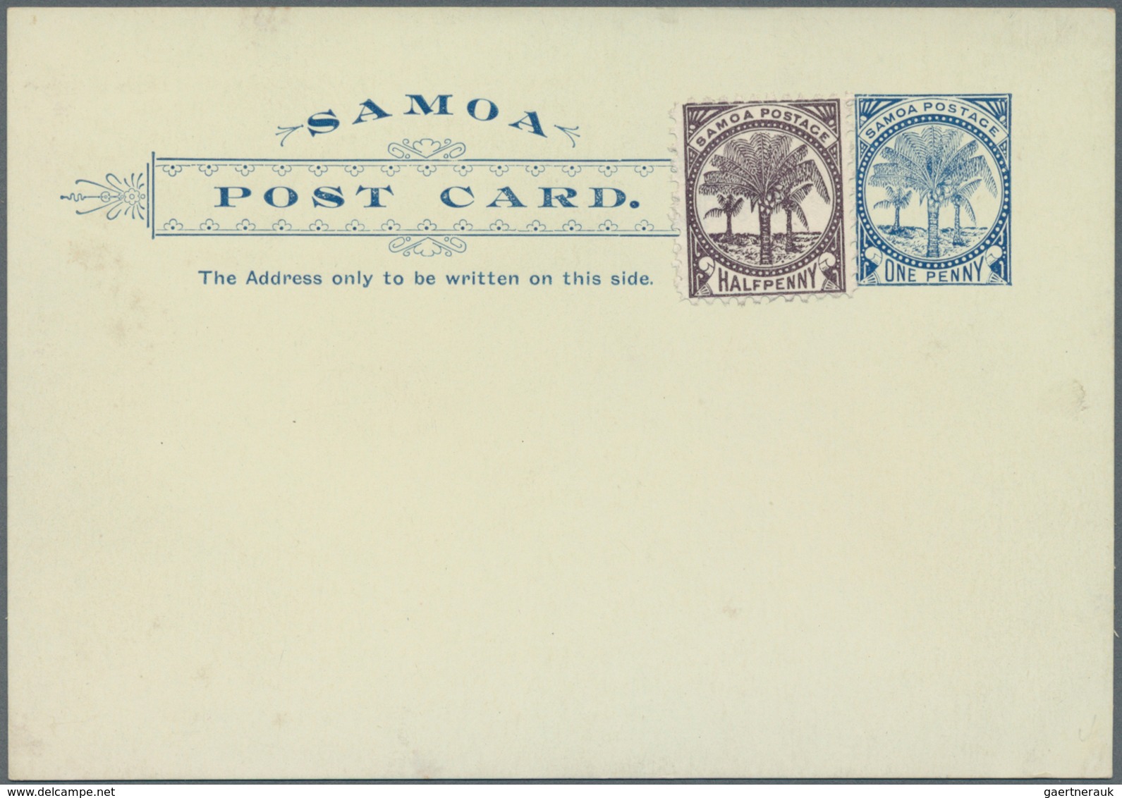 Samoa: 1886, Three Stationery Cards: 1 D Blue Mint In Two Different Papers (one Uprated) And Questio - Samoa