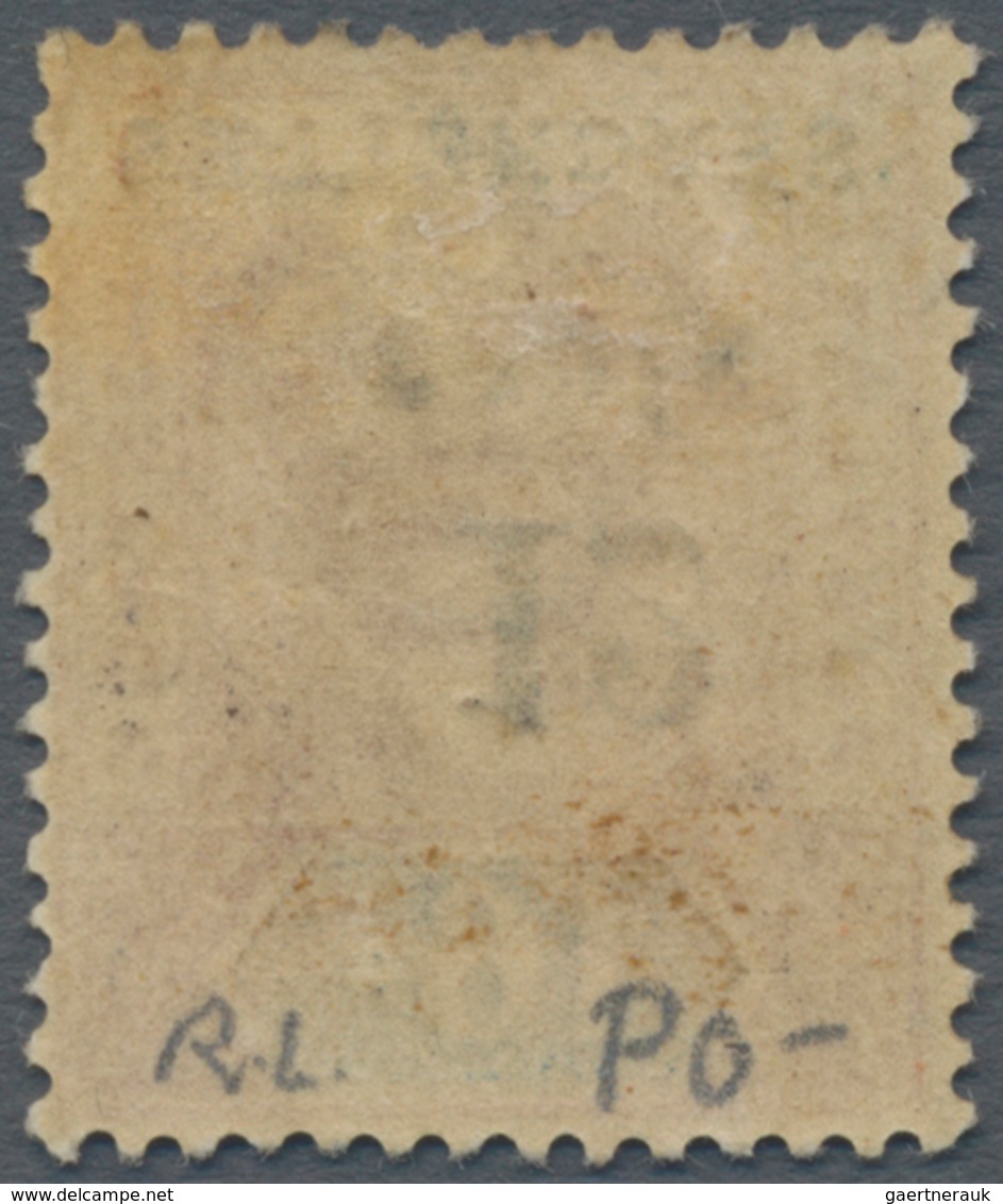 Seychellen: 1893 QV 12c. On 16c. Chestnut & Blue, Variety "OVERPRINT INVERTED", Mounted Mint, Fine. - Seychelles (...-1976)