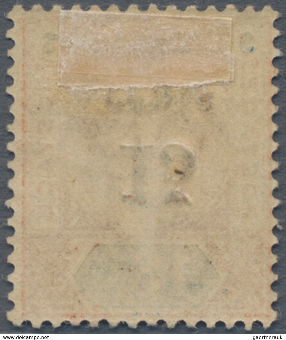 Seychellen: 1893 QV 15c. On 16c. Chestnut & Blue, Variety "OVERPRINT INVERTED", Mint Lightly Hinged, - Seychellen (...-1976)