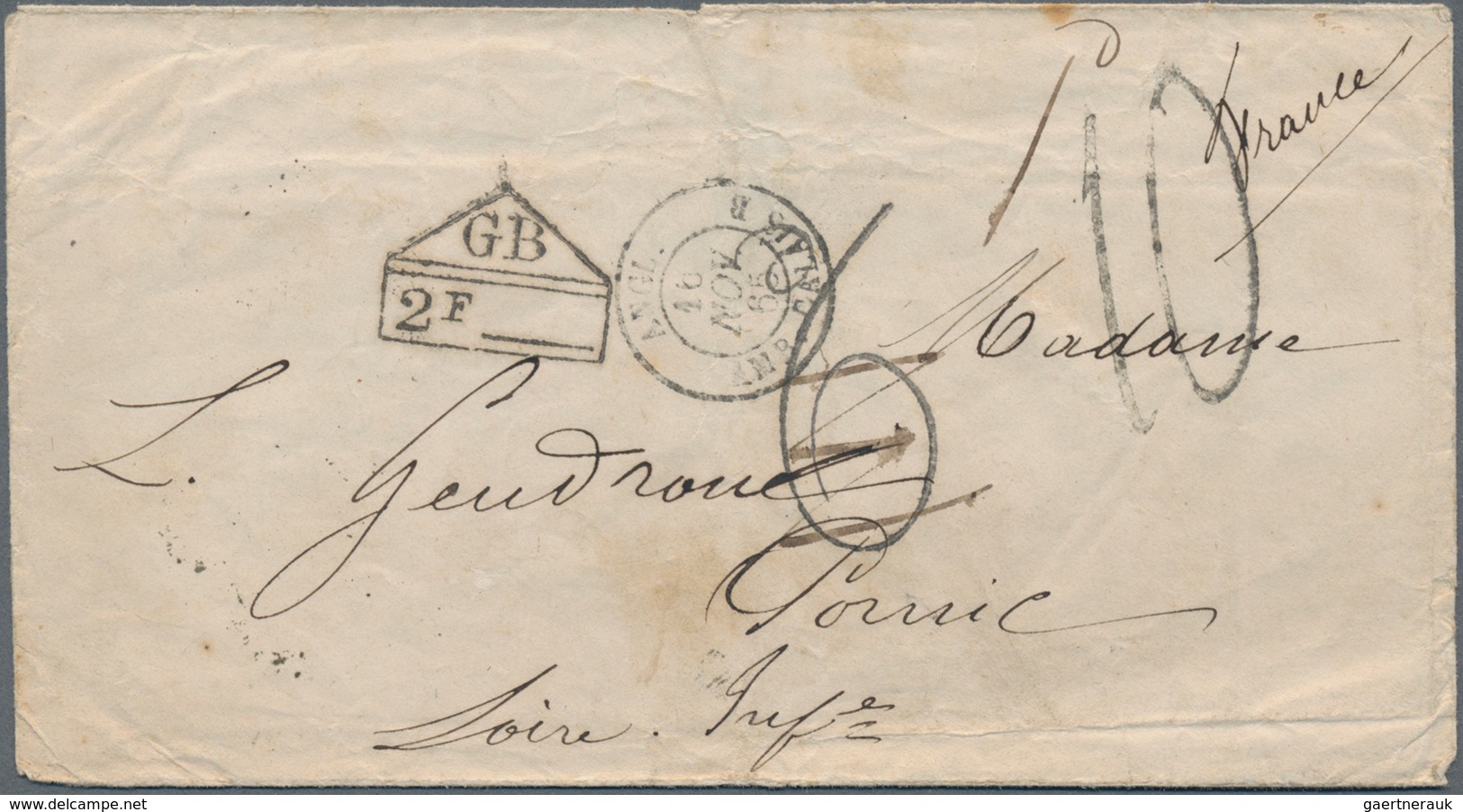 Sierra Leone: 1865, Two Stampless Covers From Sierra Leone To Pornic, France Via Liverpool (British - Sierra Leone (1961-...)