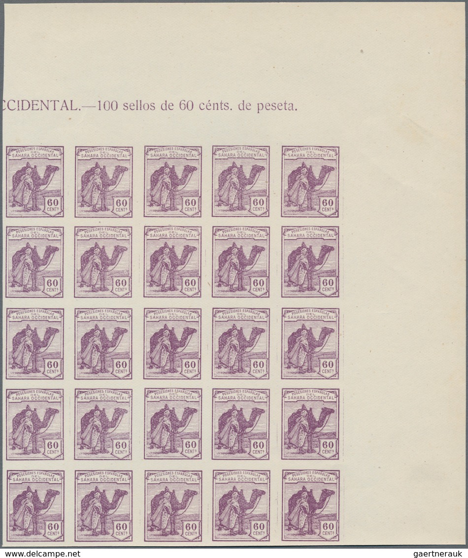 Spanisch-Sahara: 1937, Definitives "Camel Hoseman", not issued, 15c.-10p. imperforate, complete set