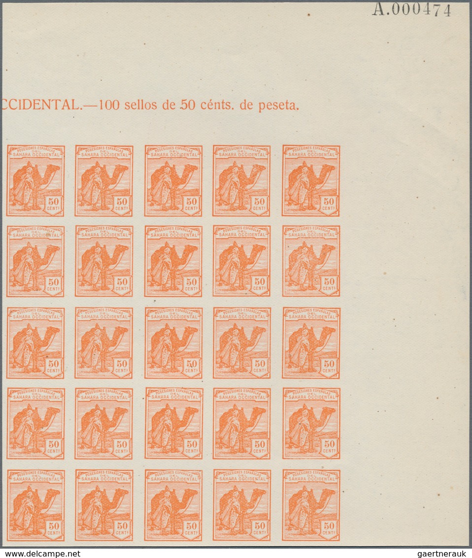 Spanisch-Sahara: 1937, Definitives "Camel Hoseman", not issued, 15c.-10p. imperforate, complete set