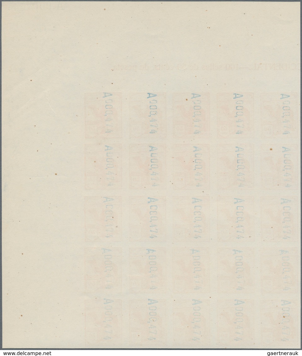 Spanisch-Sahara: 1937, Definitives "Camel Hoseman", not issued, 15c.-10p. imperforate, complete set