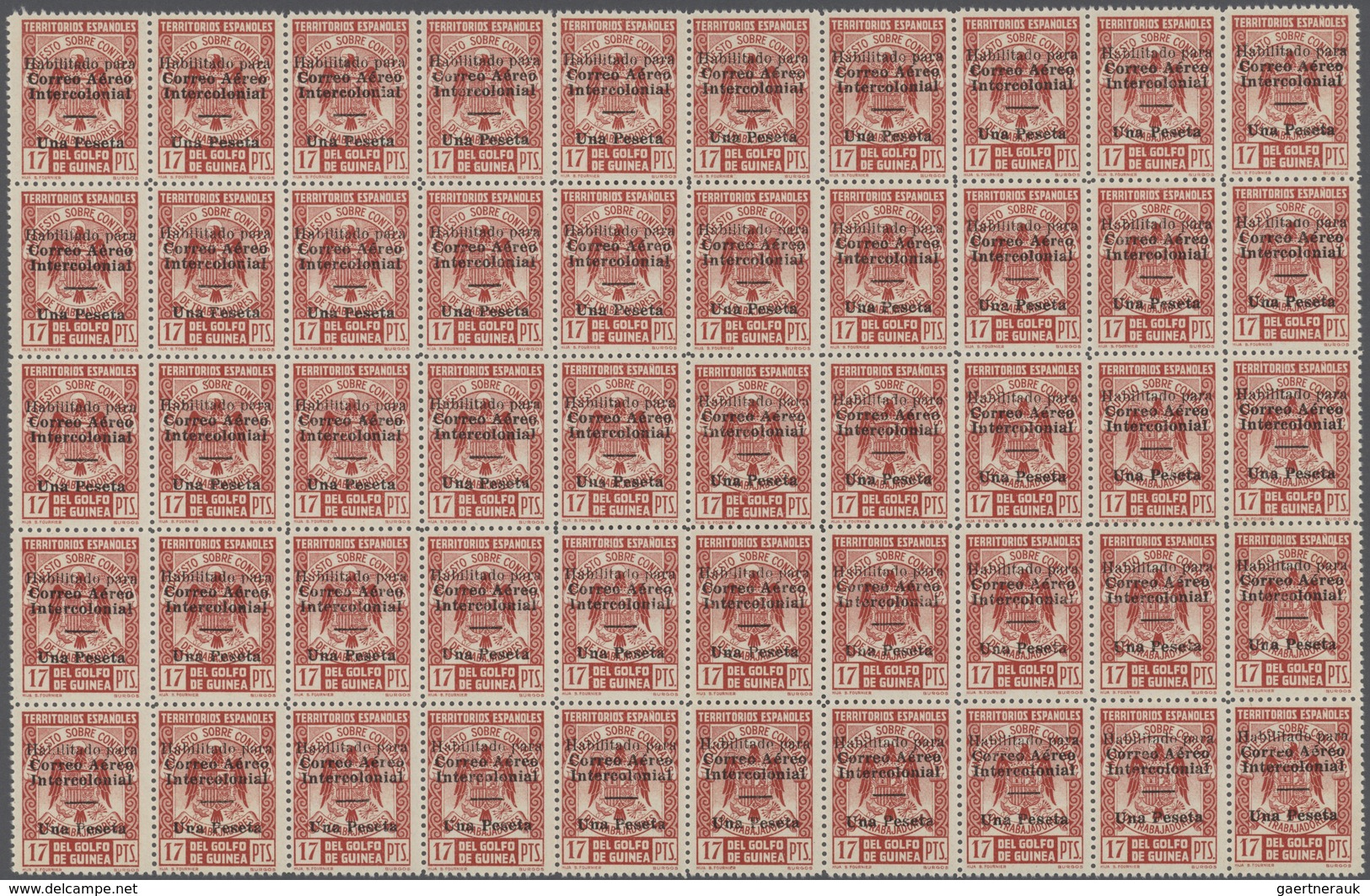 Spanische Besitzungen Im Golf Von Guinea: 1941, Fiscal Stamp 17pta. Carmine Used As Definitive Issue - Guinea Espagnole