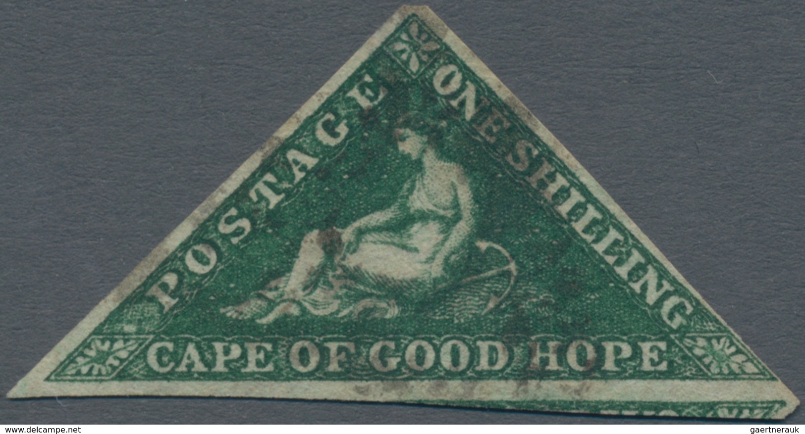 Kap Der Guten Hoffnung: 1859, Perkins 1 Shilling Darkgreen, Full To Large Margins, Colorful With OFF - Kap Der Guten Hoffnung (1853-1904)