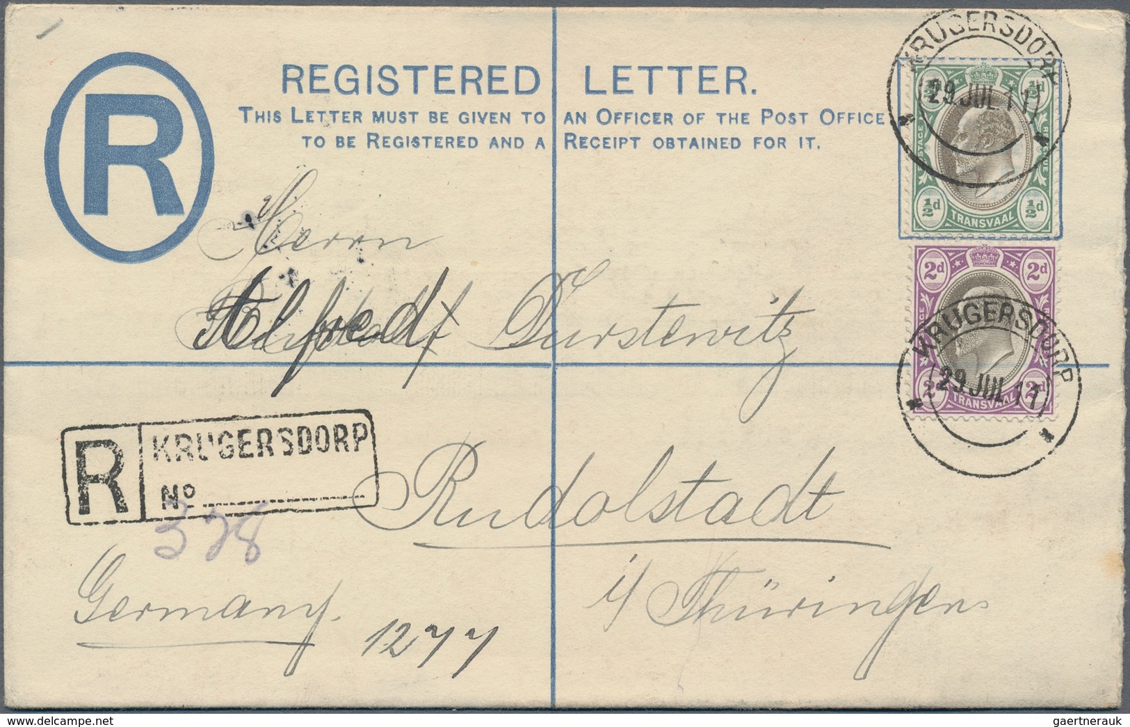 Kap Der Guten Hoffnung - Ganzsachen: 1904/1911, Two Registered Letters KEVII 4d. Blue In Different S - Kaap De Goede Hoop (1853-1904)