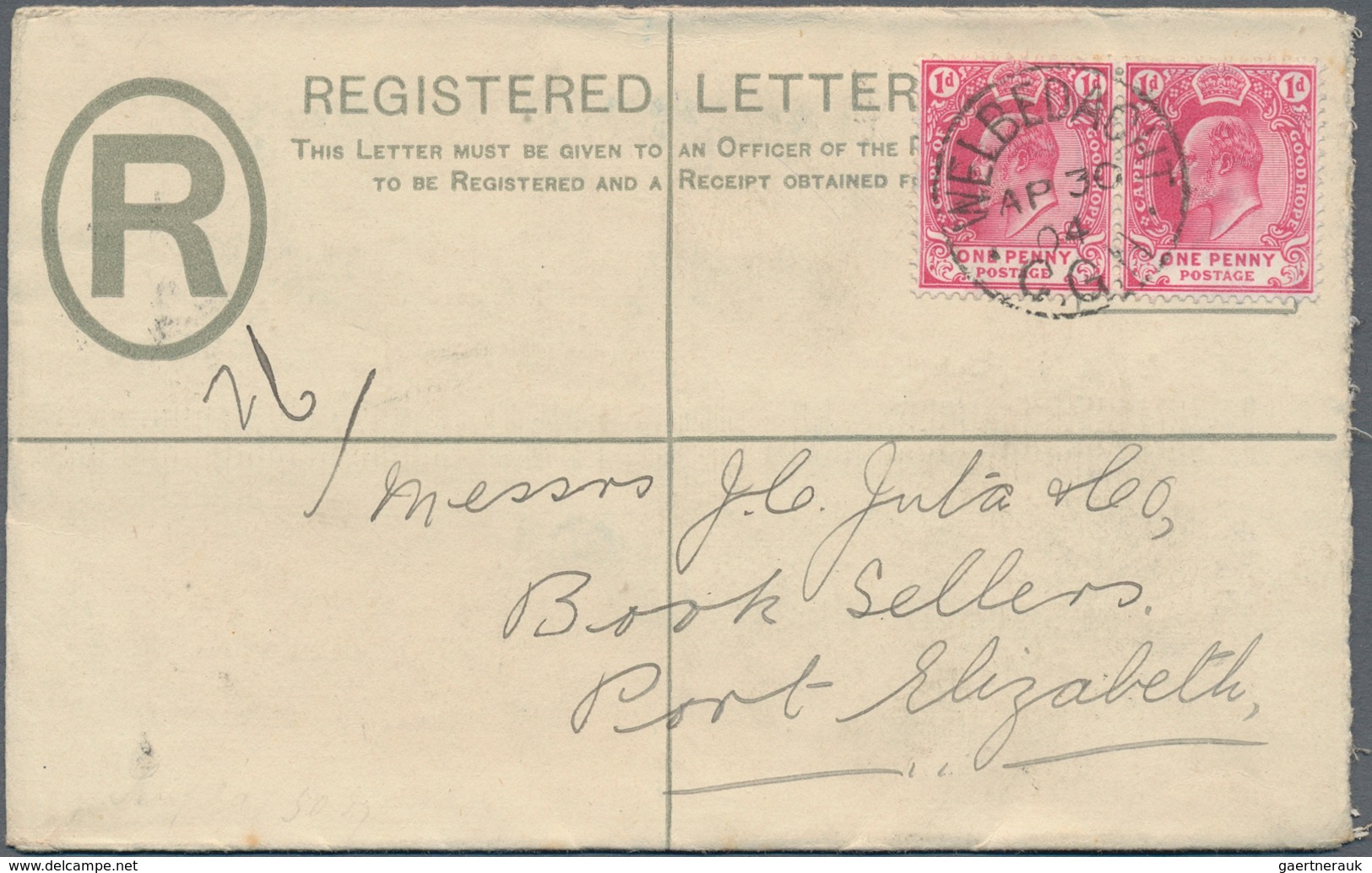 Kap Der Guten Hoffnung - Ganzsachen: 1904/1911, Two Registered Letters KEVII 4d. Blue In Different S - Kaap De Goede Hoop (1853-1904)