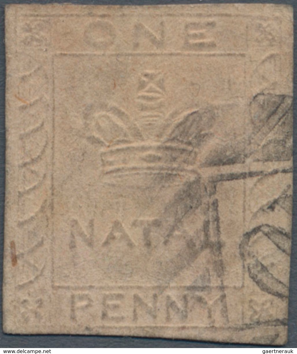 Natal: 1857-61 1d. Pale Rose, Used With Numeral In Oval Of Bars, Sharp And Clear Embossing, Complete - Natal (1857-1909)