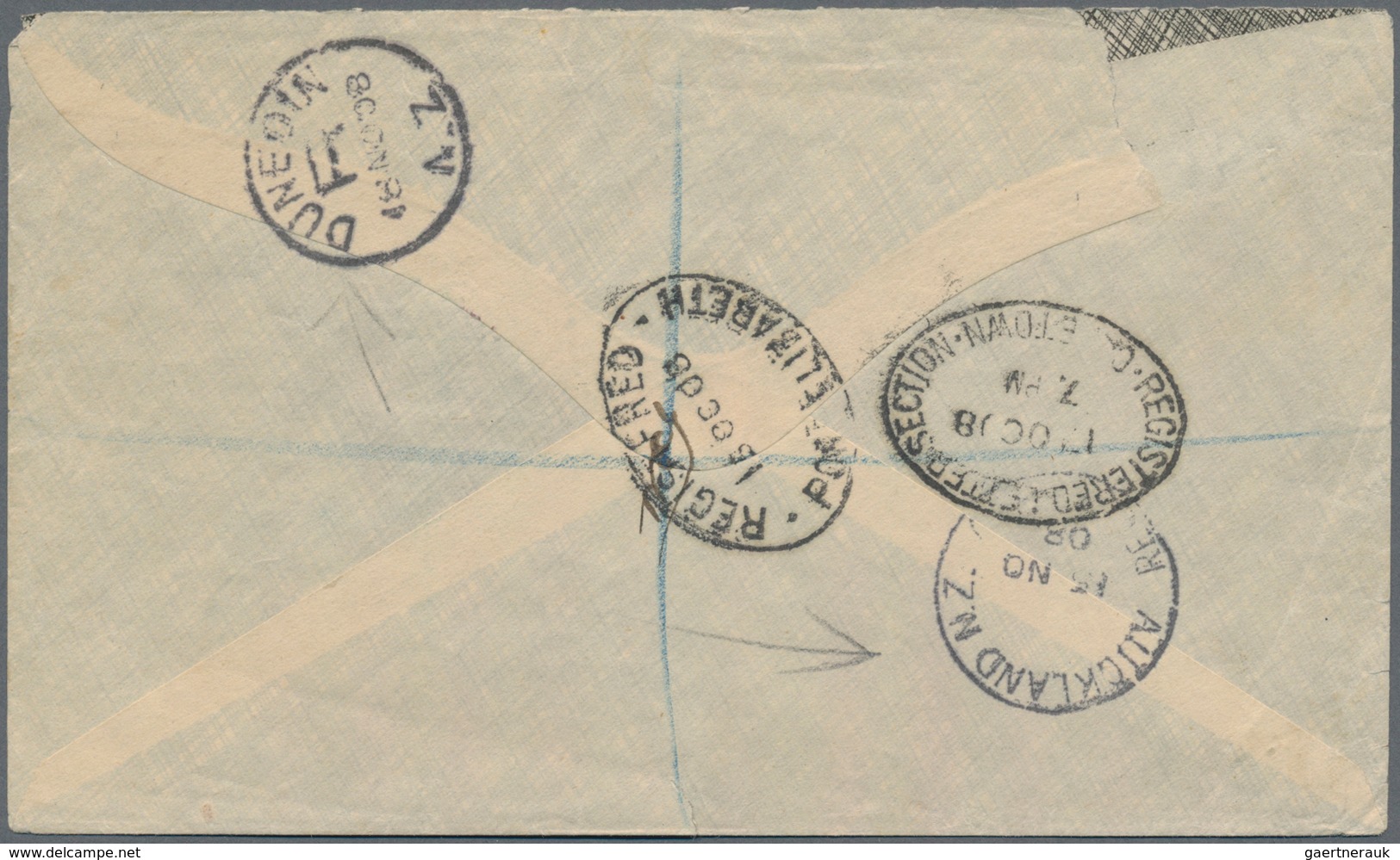 Südafrika: 1908-32 Three Registered Covers, With 1) 1908 Cover From Port Elizabeth To Dunedin, NEW Z - Altri & Non Classificati