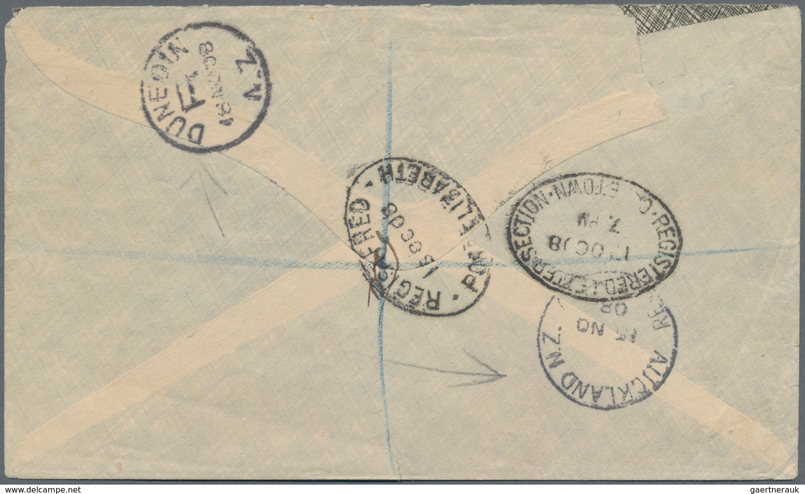 Südafrika: 1908-32 Three Registered Covers, With 1) 1908 Cover From Port Elizabeth To Dunedin, NEW Z - Other & Unclassified