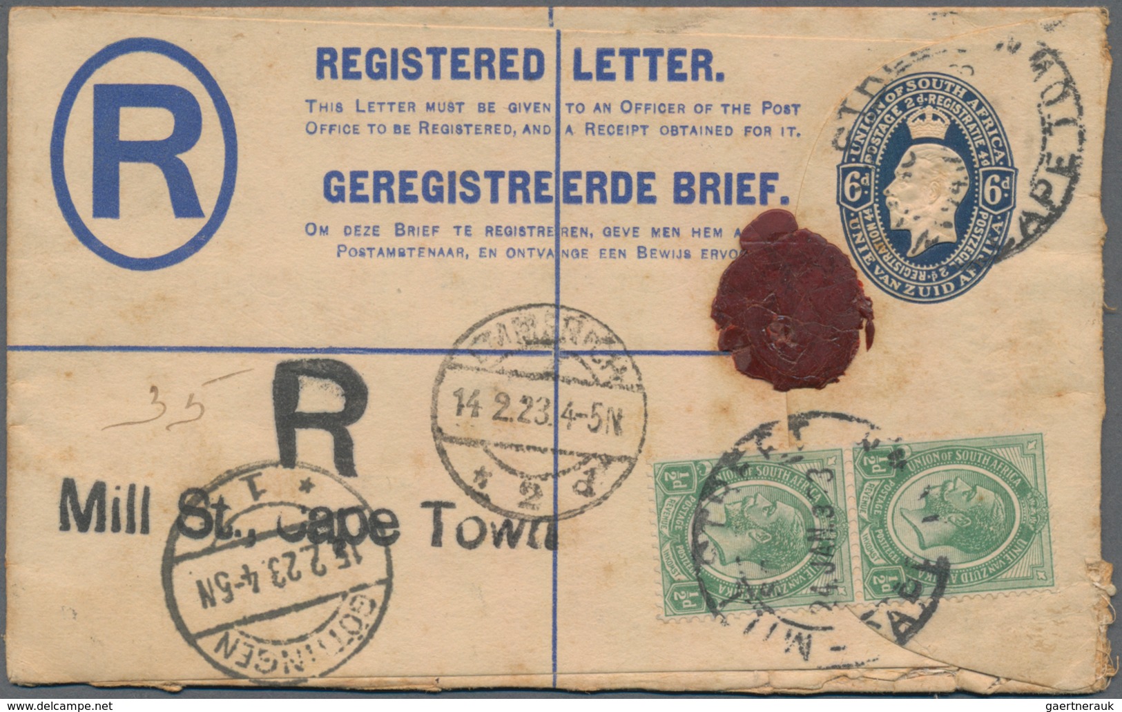 Südafrika: 1908-32 Three Registered Covers, With 1) 1908 Cover From Port Elizabeth To Dunedin, NEW Z - Sonstige & Ohne Zuordnung