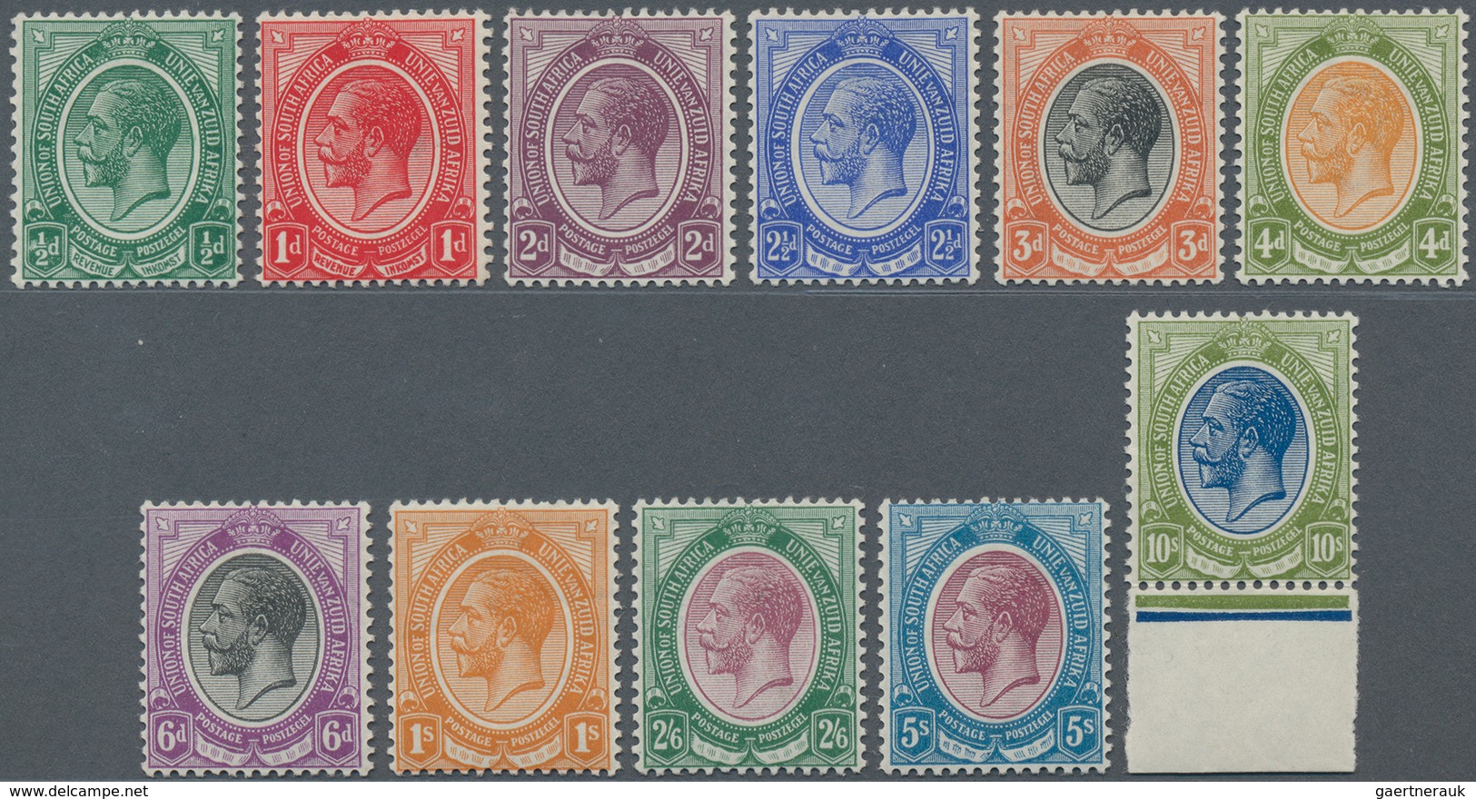 Südafrika: 1913, KGV Definitives Part Set Of 11 Form ½d. To 10s., Mint Lightly Hinged, SG. £ 400 - Other & Unclassified