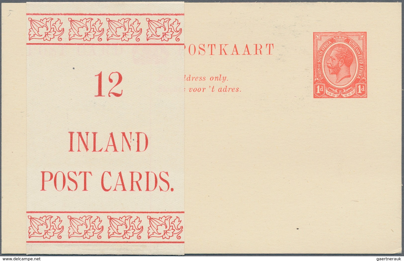 Südafrika - Ganzsachen: 1918/1920, Postcard KGV 1d. Red And Registered Letter KGV 4d. Blue Both Fine - Andere & Zonder Classificatie