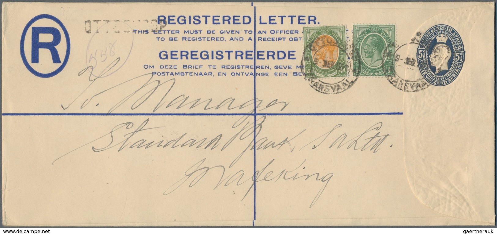 Südafrika - Ganzsachen: 1921/1924, Four Different Long-size REGISTERED LETTERS All Uprated And Comme - Sonstige & Ohne Zuordnung