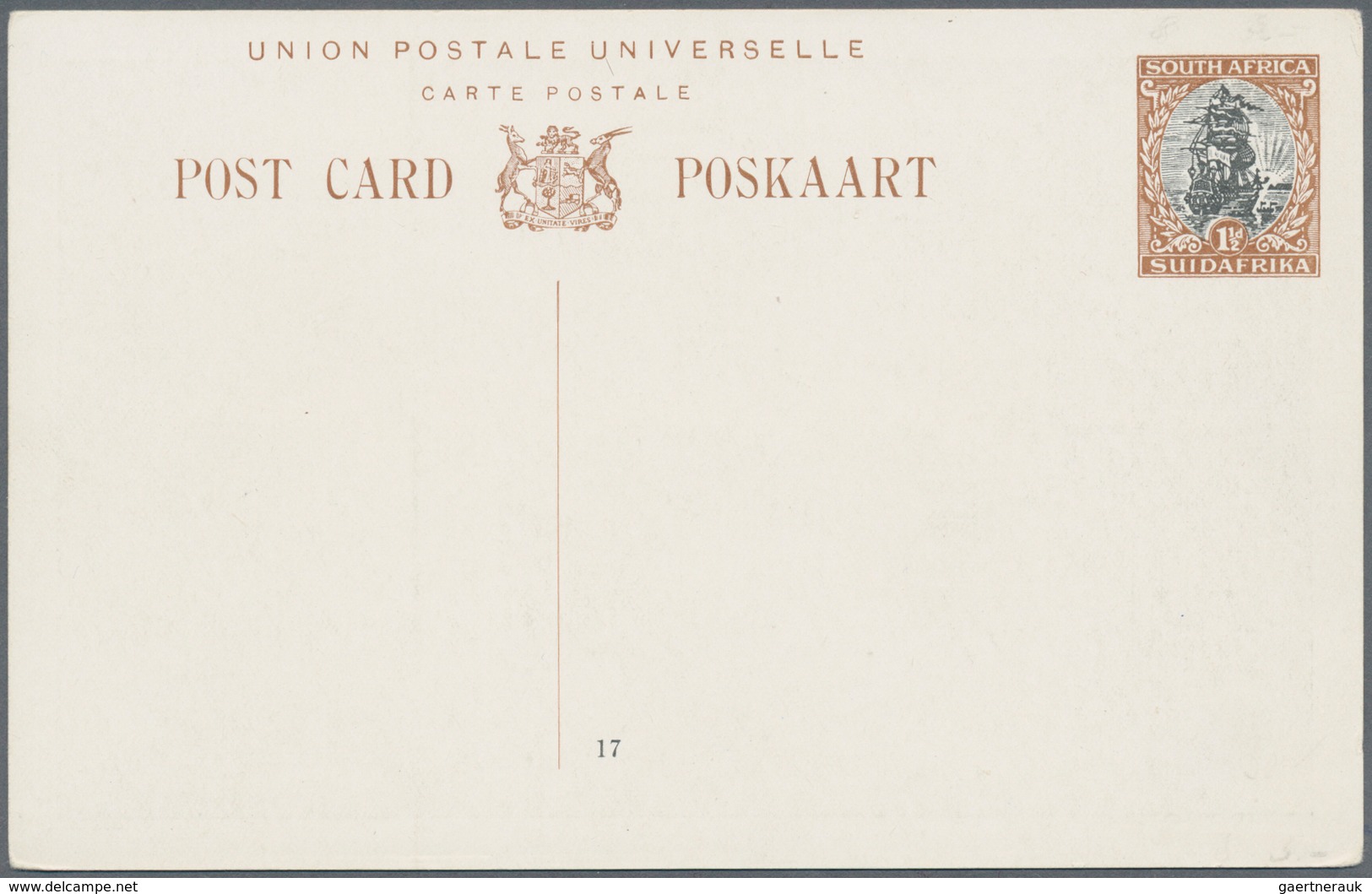 Südafrika - Ganzsachen: 1927, Six Pictorial Stat. Postcards Ship-type 1½d. Brown/black With Differen - Andere & Zonder Classificatie