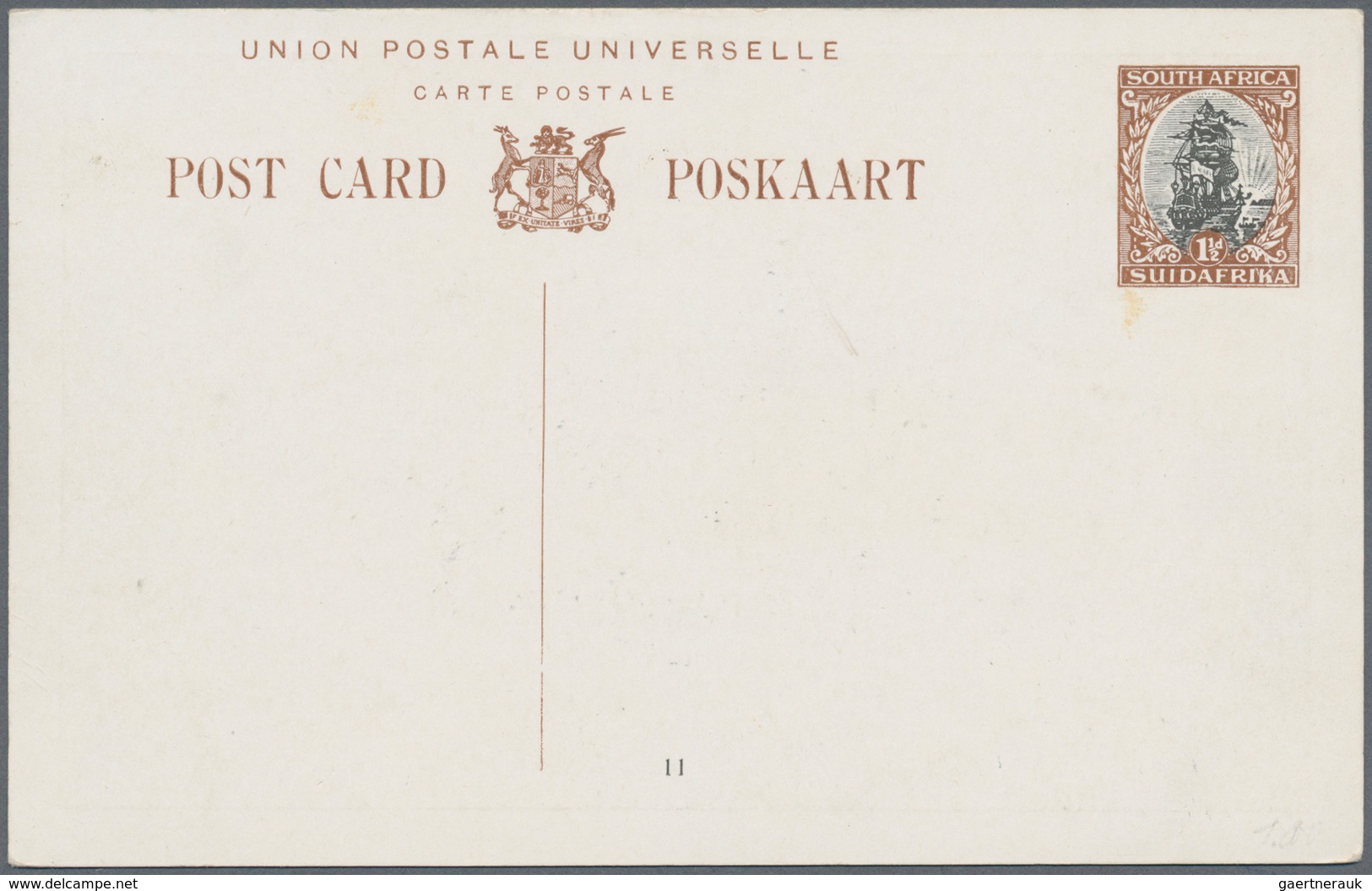 Südafrika - Ganzsachen: 1927, Six Pictorial Stat. Postcards Ship-type 1½d. Brown/black With Differen - Other & Unclassified