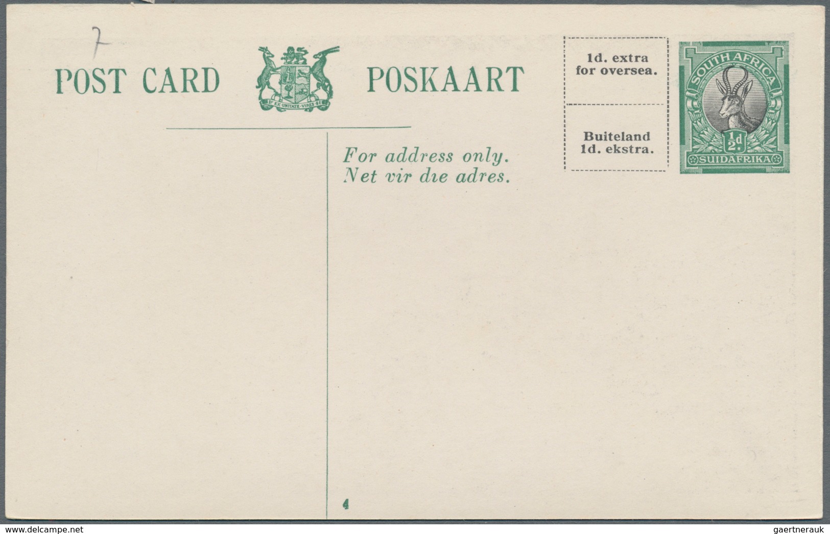 Südafrika - Ganzsachen: 1927, 22 different pictorial stat. postcards Springbok ½d. green/black with