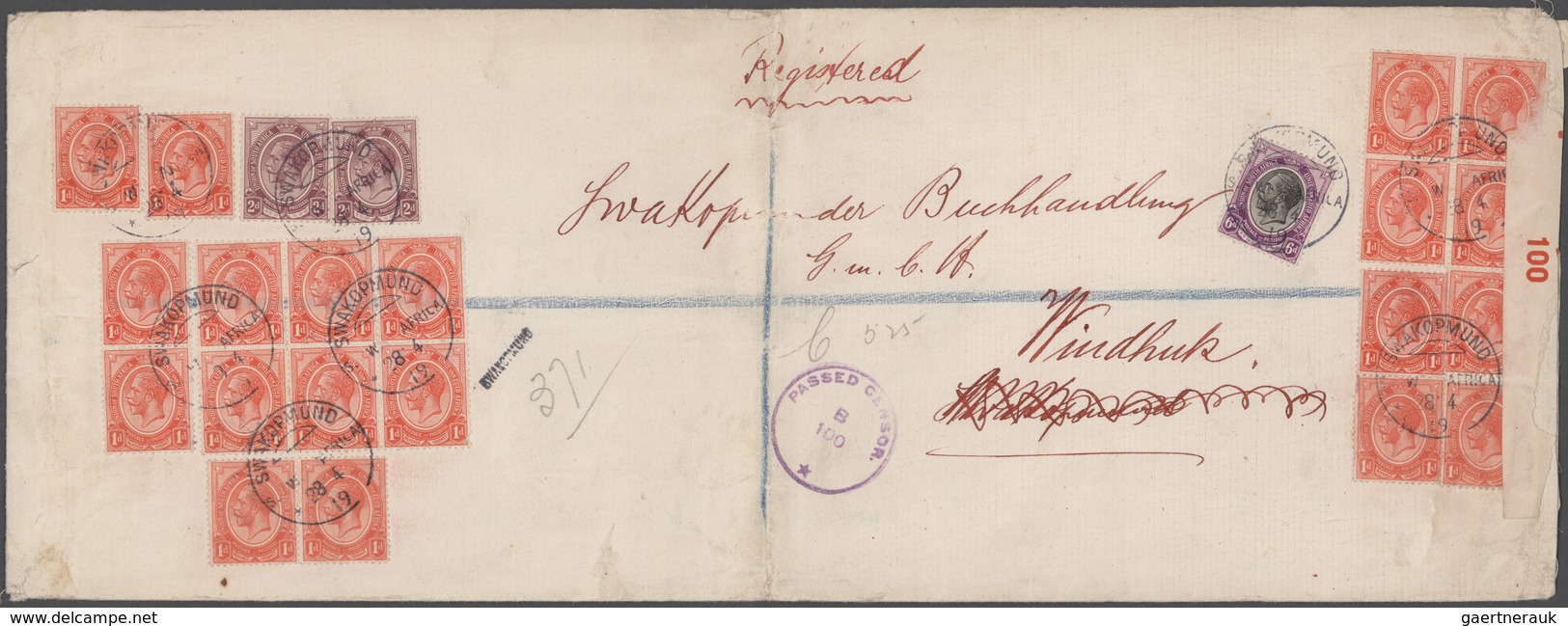 Südwestafrika: 1916 - 1919, 3 Large-format Decorative R-letters To Windhoek. German R-label And Larg - Südwestafrika (1923-1990)