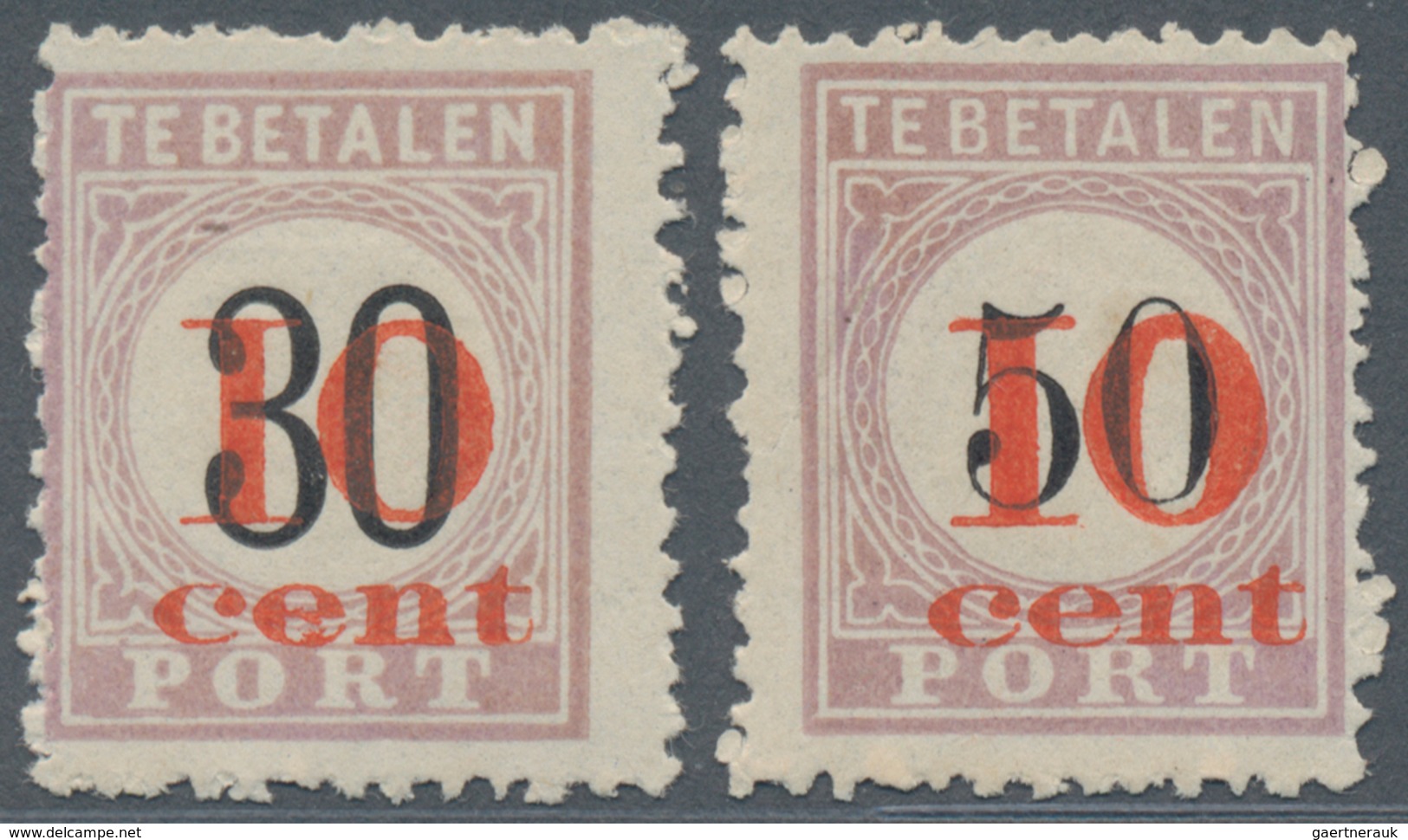 Surinam - Portomarken: 1911, Postage Due Provisionals Set Of Two 30c. And 50c. Lilac/black Both With - Surinam ... - 1975