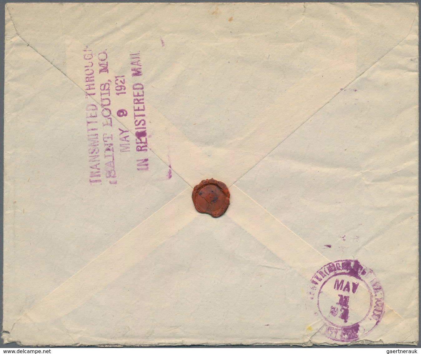 Tanger - Französische Post: 1918 Registered Letter With Scarce Multiple Franking Of 21x 5c (block Of - Andere & Zonder Classificatie