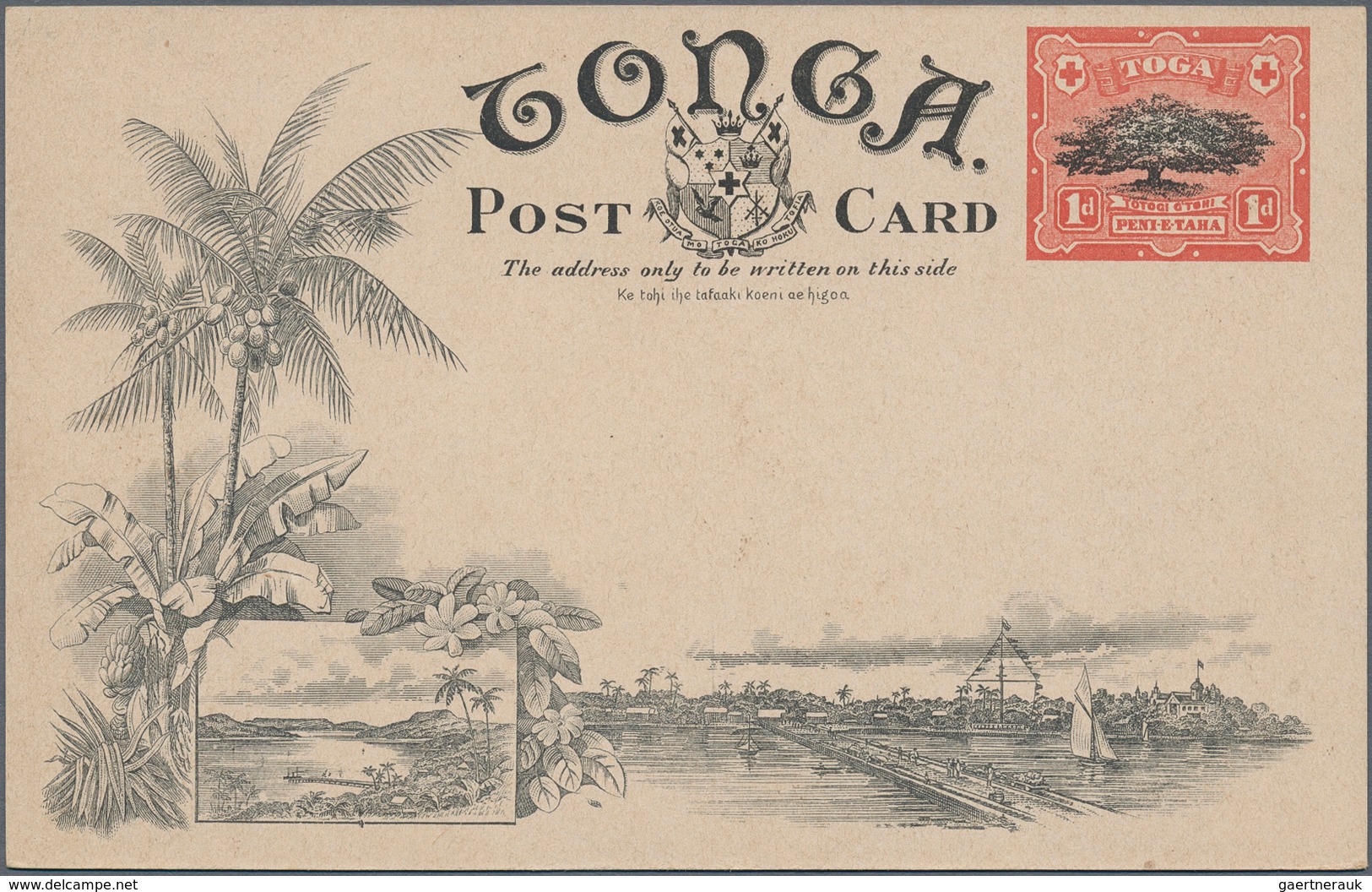 Tonga: 1907, Four Pictorial Stat. Postcards 1d. Native Tree Showing Different Views On Reverse Incl. - Tonga (...-1970)